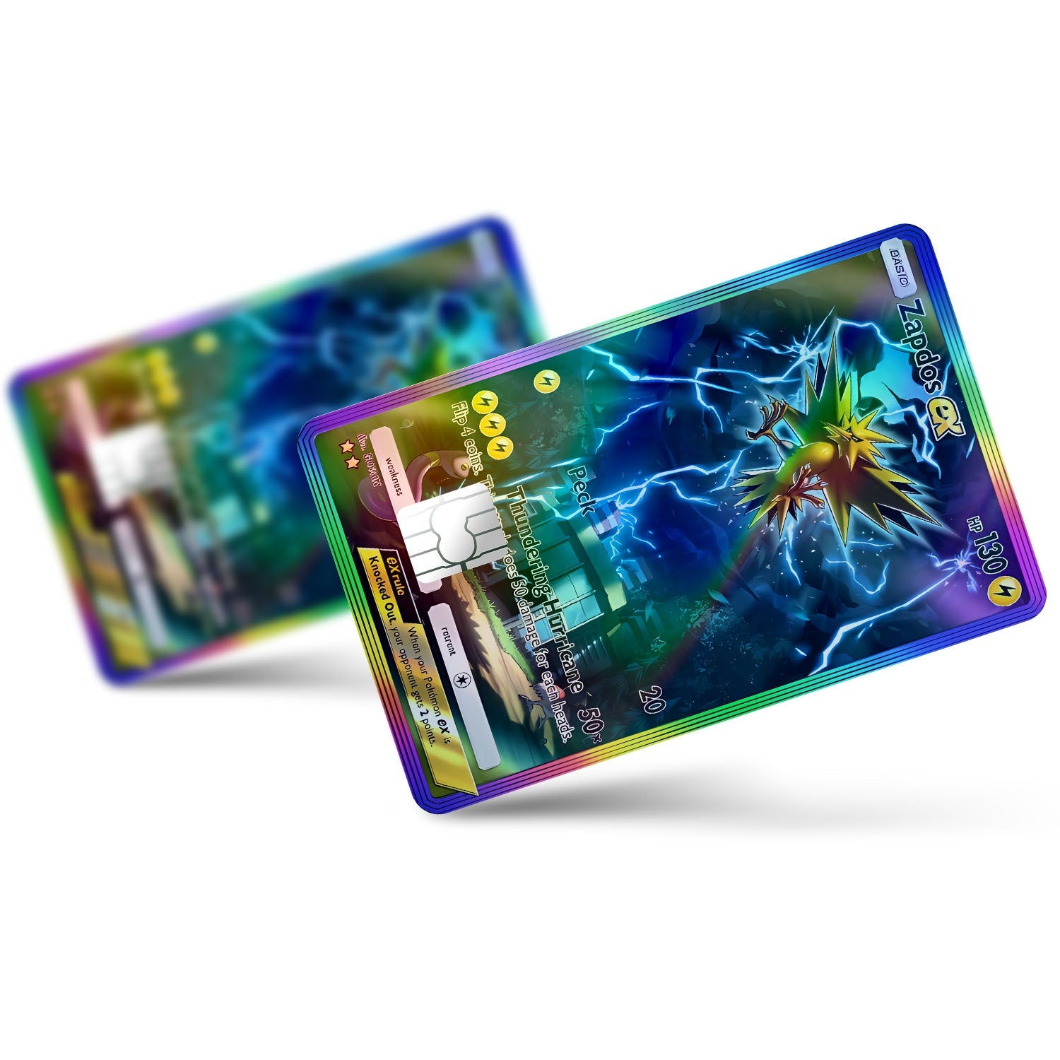 Flex Designs Holographic Credit Card Pokemon Zapdos Pocket Card Full Skins - Anime Pokemon Holographic Credit Card & Debit Card Skin