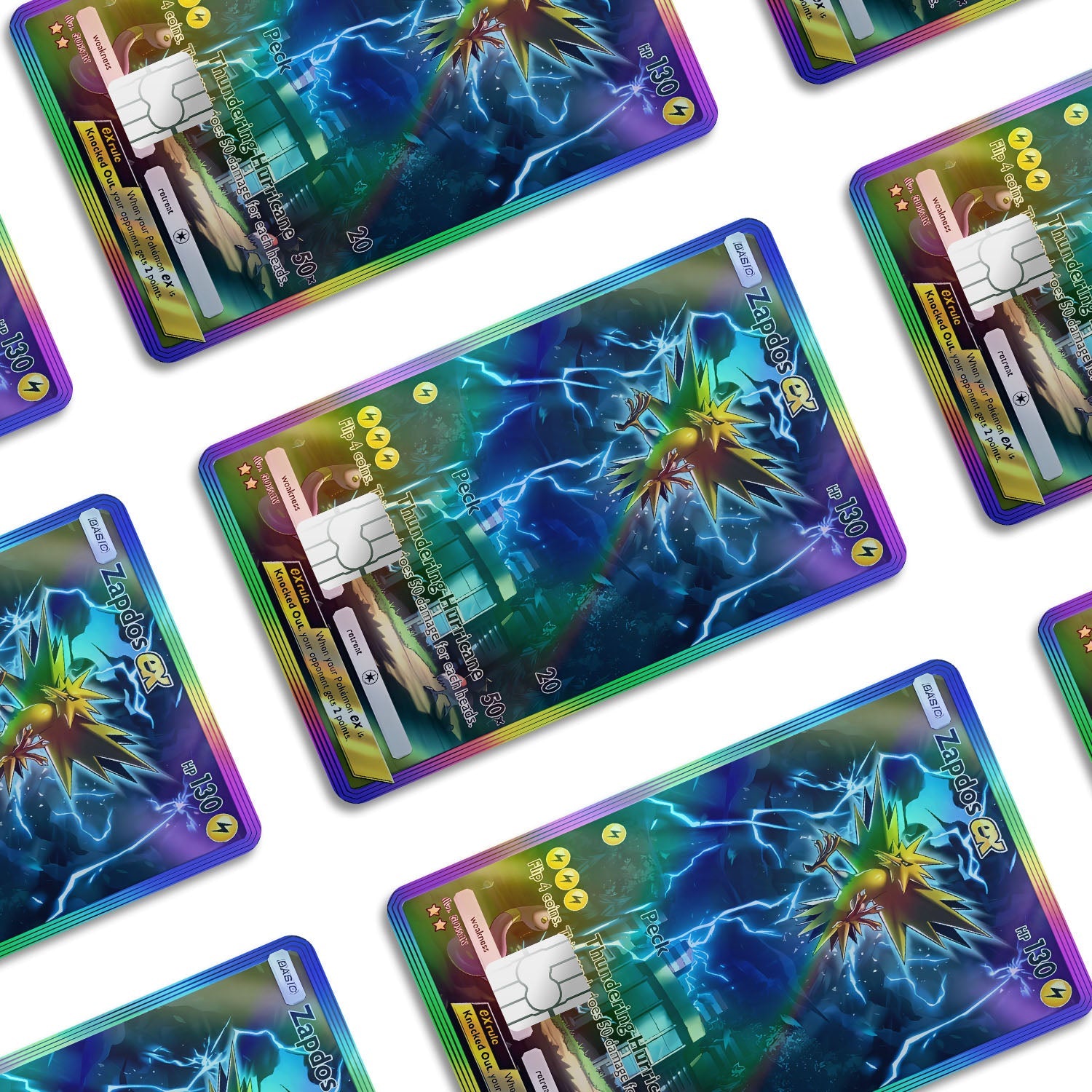 Flex Designs Holographic Credit Card Pokemon Zapdos Pocket Card Window Skins - Anime Pokemon Holographic Credit Card & Debit Card Skin