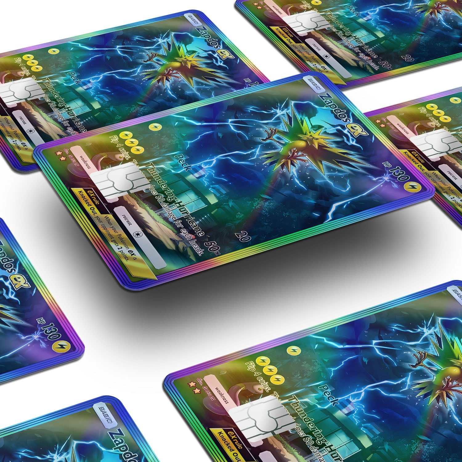 Flex Designs Holographic Credit Card Pokemon Zapdos Pocket Card Window Skins - Anime Pokemon Holographic Credit Card & Debit Card Skin