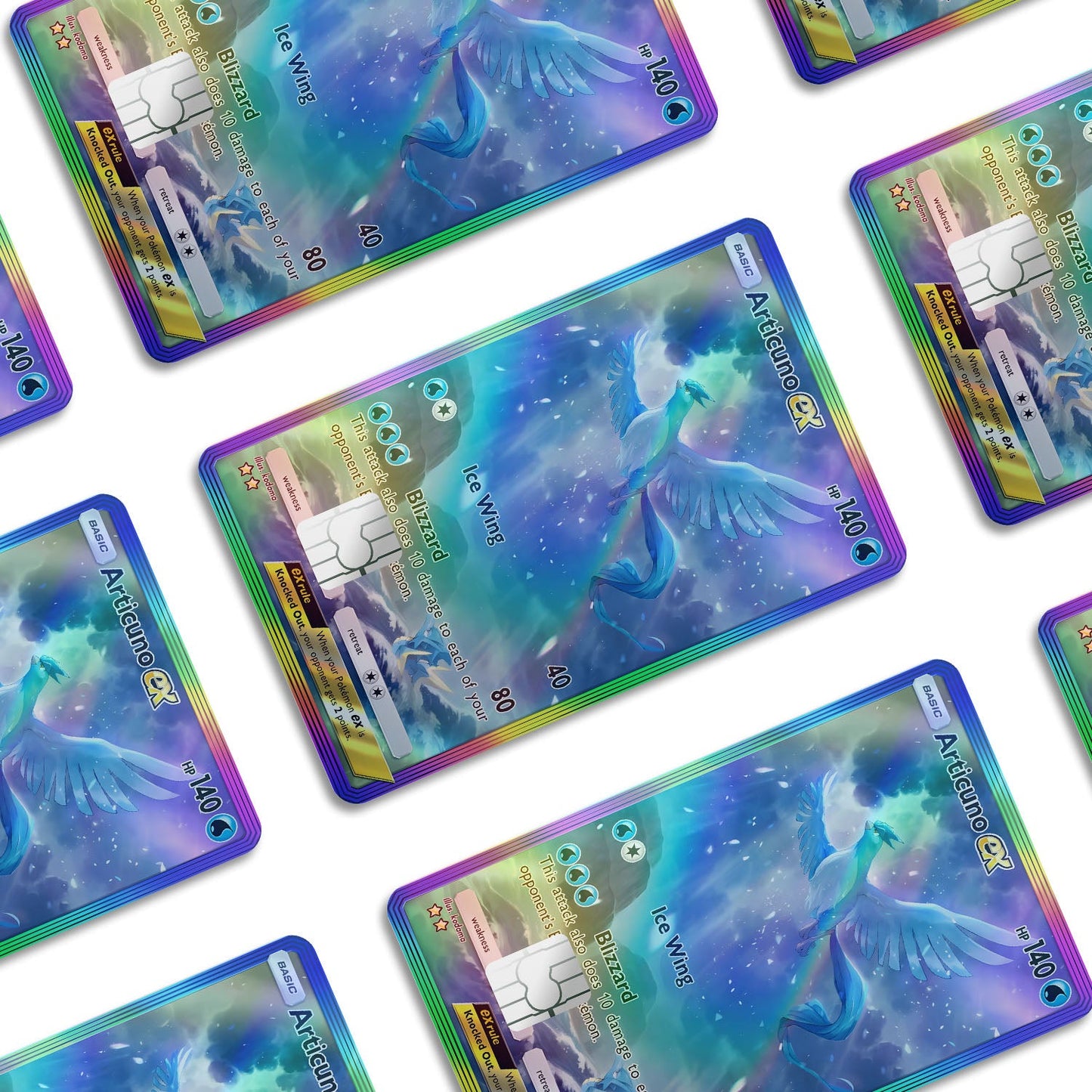 Flex Designs Holographic Credit Card Pokemon Articuno Pocket Card Window Skins - Anime Pokemon Holographic Credit Card & Debit Card Skin