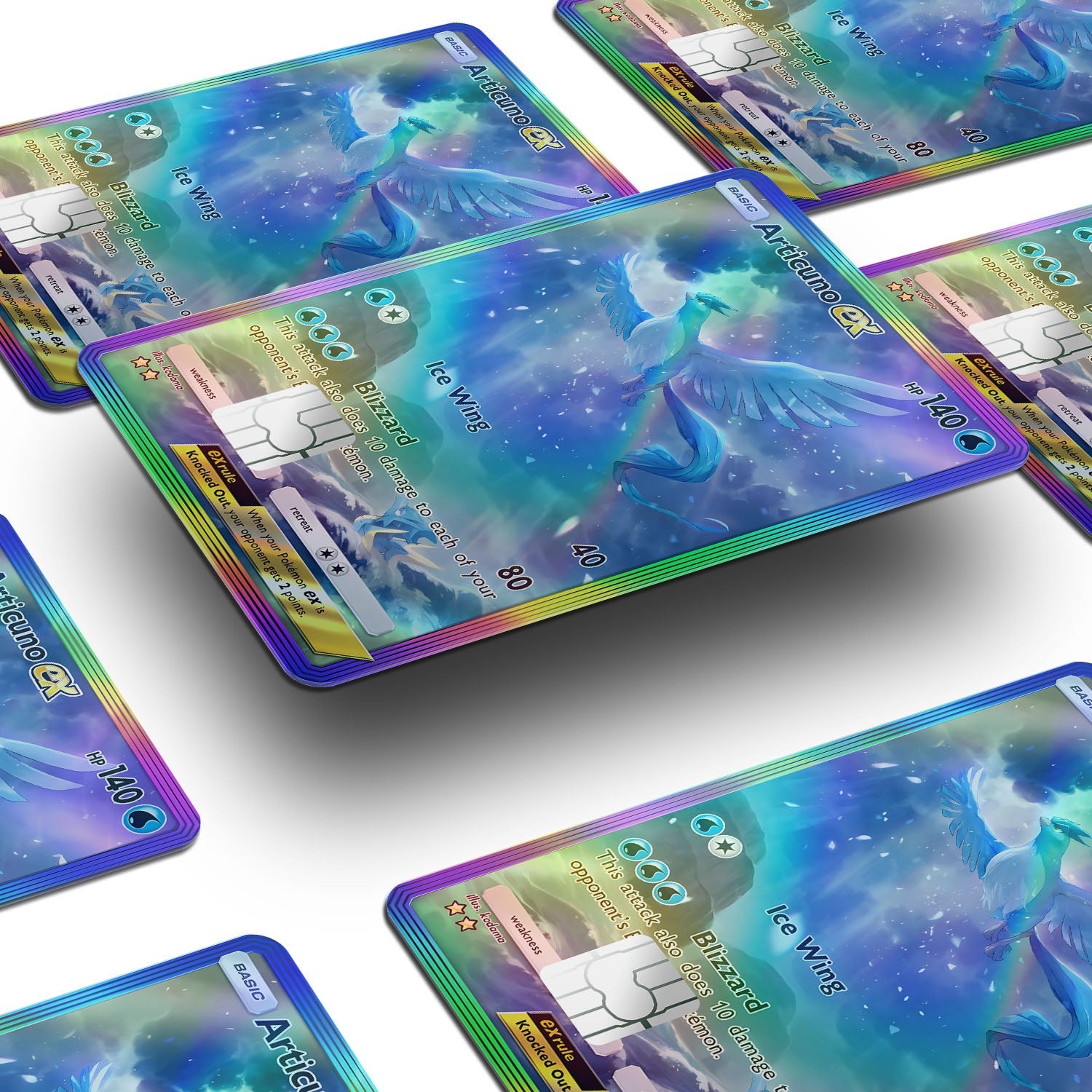 Flex Designs Holographic Credit Card Pokemon Articuno Pocket Card Window Skins - Anime Pokemon Holographic Credit Card & Debit Card Skin