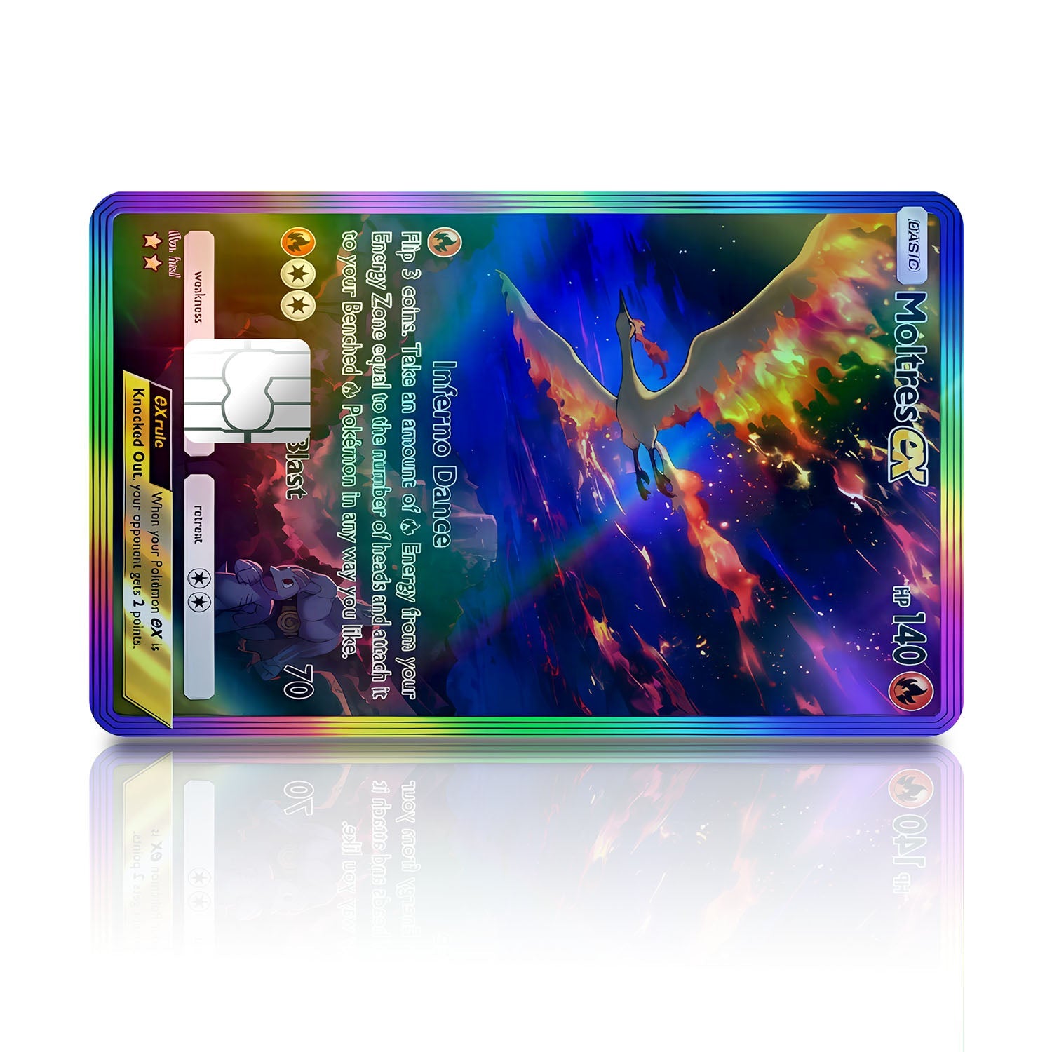Flex Designs Holographic Credit Card Pokemon Moltres Pocket Card Full Skins - Anime Pokemon Holographic Credit Card & Debit Card Skin