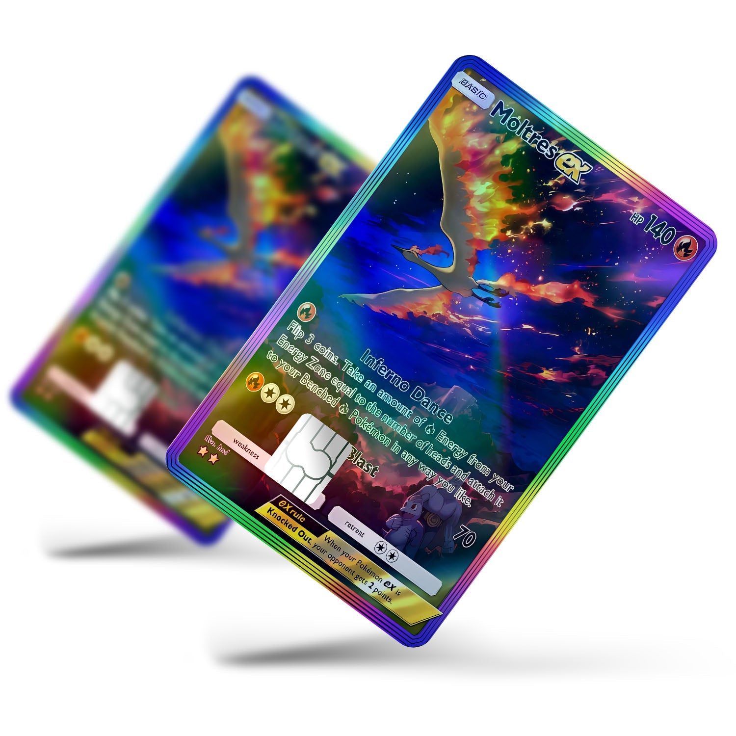 Flex Designs Holographic Credit Card Pokemon Moltres Pocket Card Full Skins - Anime Pokemon Holographic Credit Card & Debit Card Skin