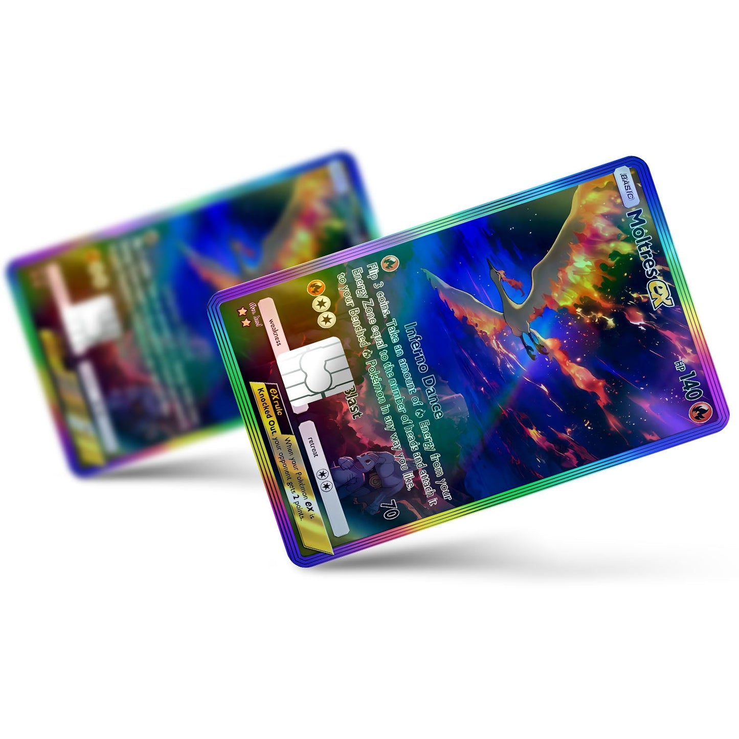 Flex Designs Holographic Credit Card Pokemon Moltres Pocket Card Full Skins - Anime Pokemon Holographic Credit Card & Debit Card Skin