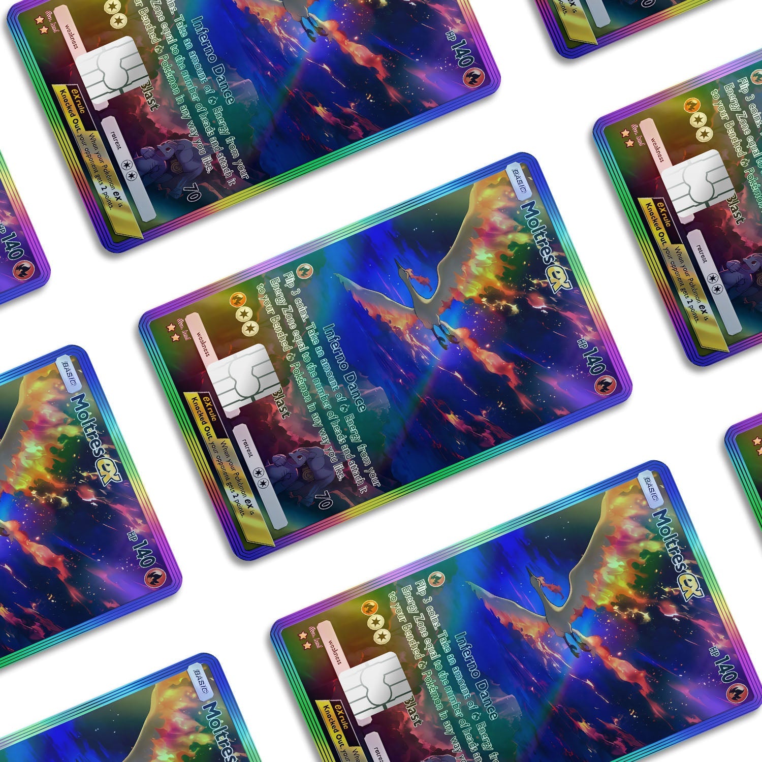 Flex Designs Holographic Credit Card Pokemon Moltres Pocket Card Window Skins - Anime Pokemon Holographic Credit Card & Debit Card Skin