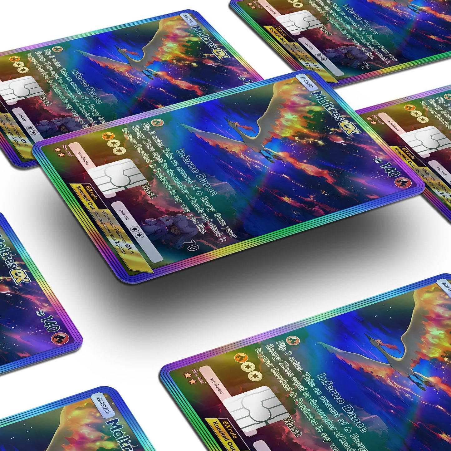 Flex Designs Holographic Credit Card Pokemon Moltres Pocket Card Window Skins - Anime Pokemon Holographic Credit Card & Debit Card Skin