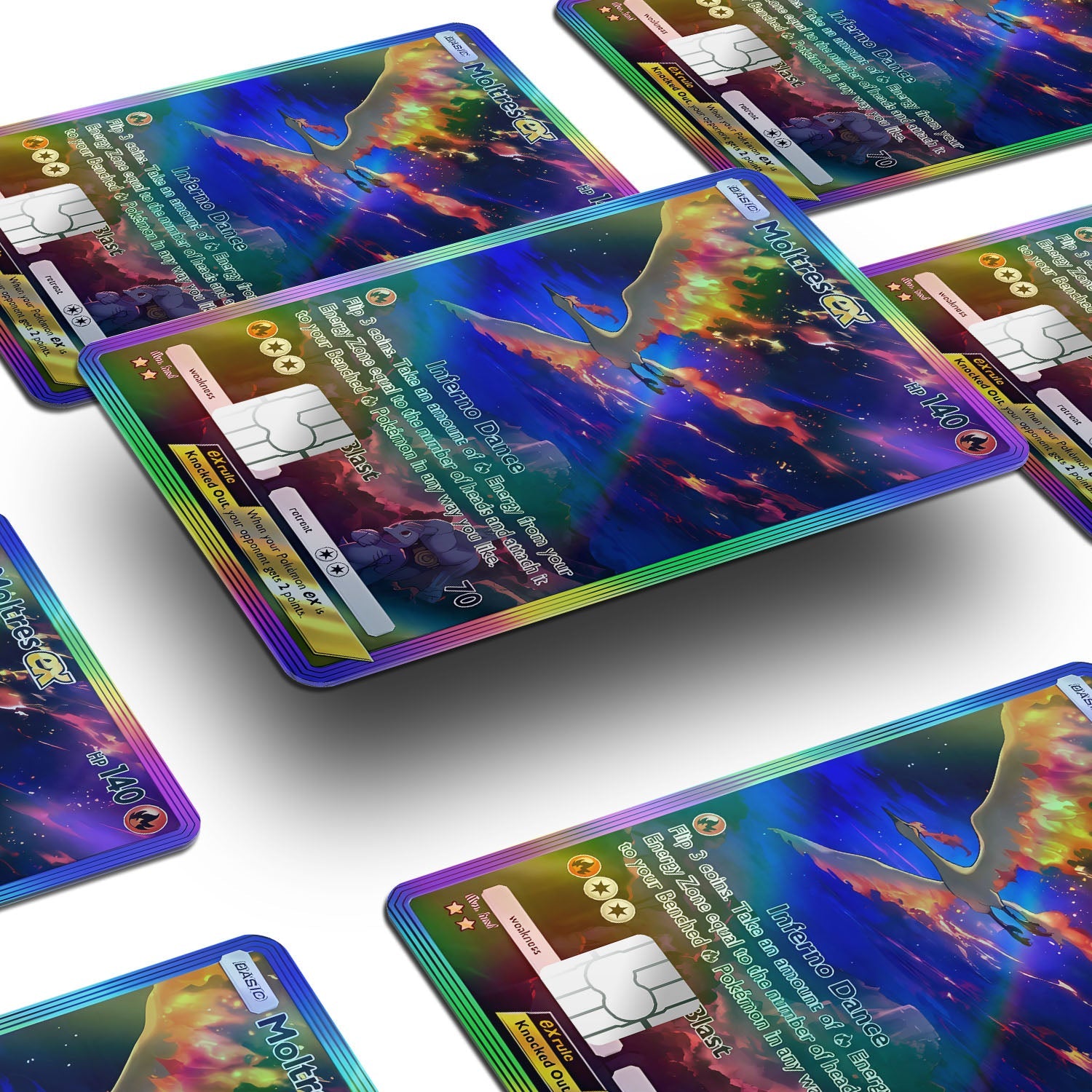 Flex Designs Holographic Credit Card Pokemon Moltres Pocket Card Window Skins - Anime Pokemon Holographic Credit Card & Debit Card Skin