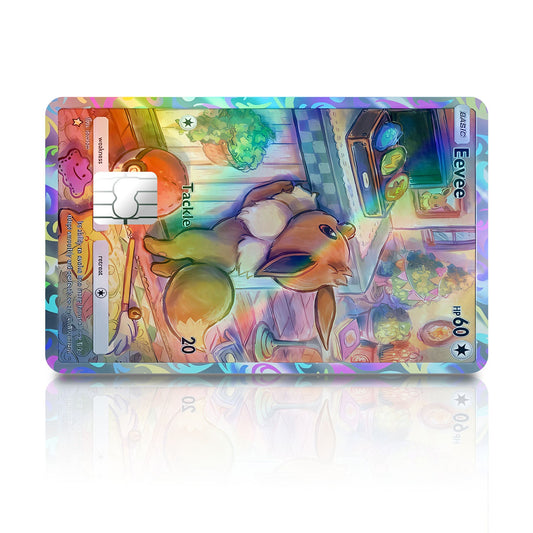 Flex Designs Holographic Credit Card Pokemon Eevee Pocket Card Full Skins - Anime Pokemon Holographic Credit Card & Debit Card Skin