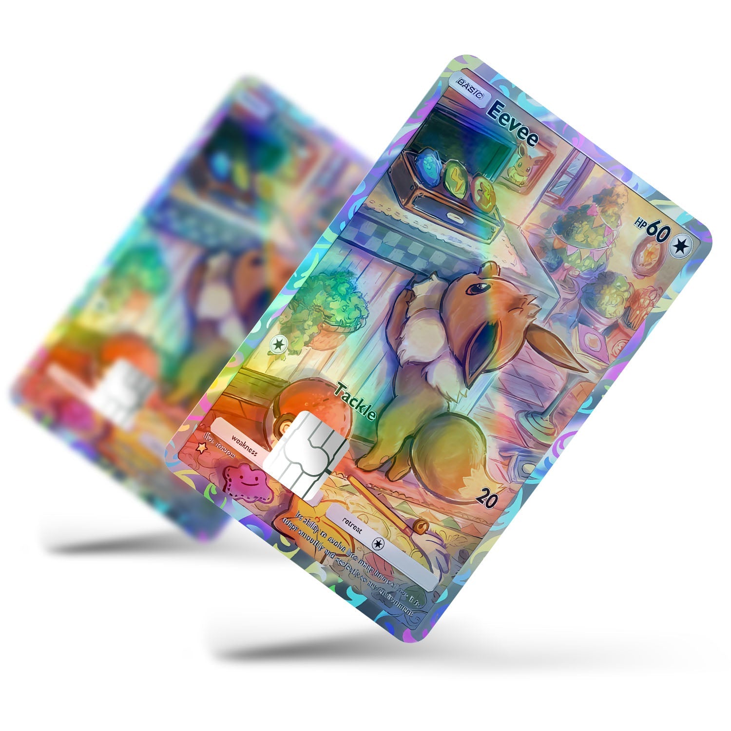 holographic eevee card Pokemon Eevee Pocket Card Holographic Credit Card Holographic Credit Card & Debit Card Skin – Flex Design Store