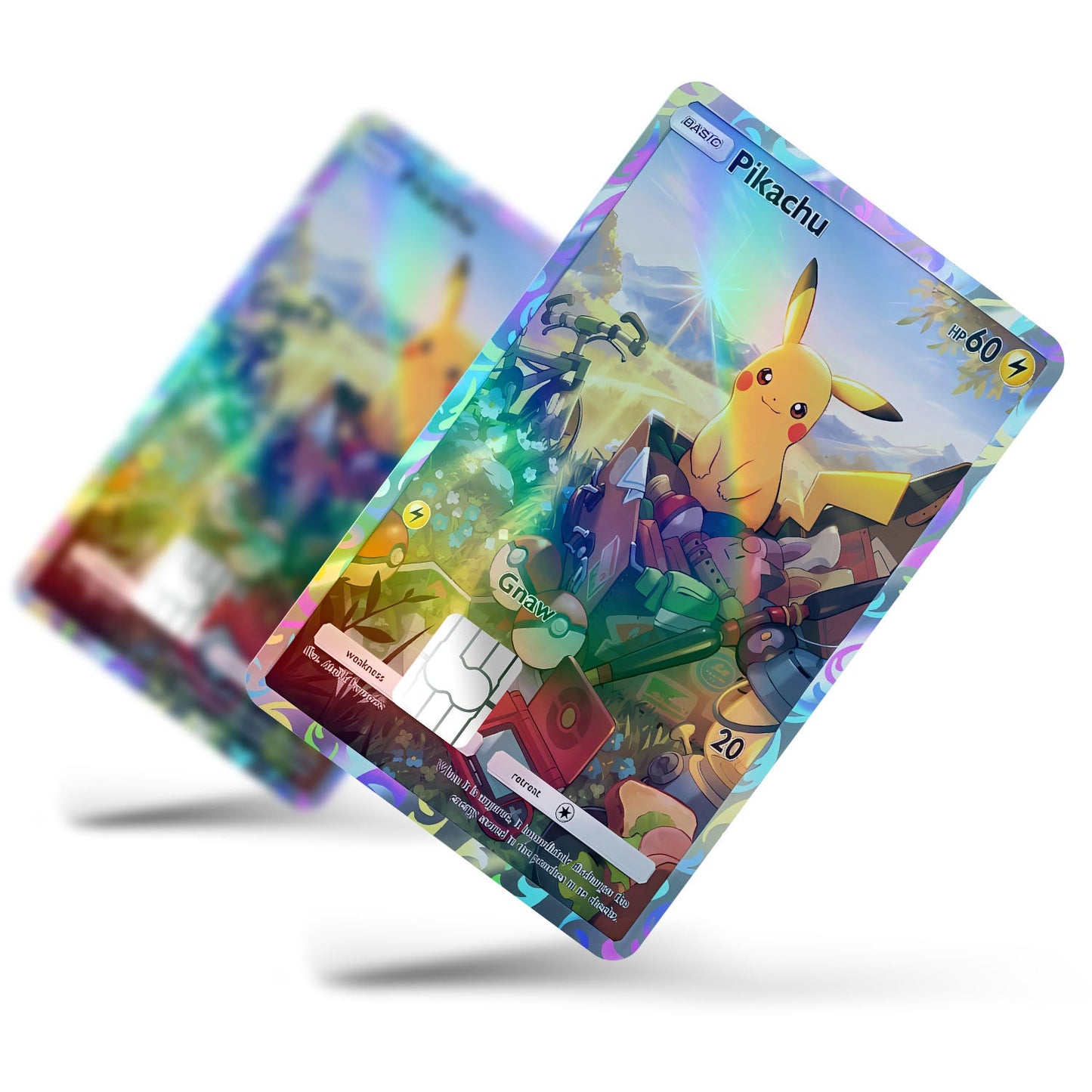 Flex Designs Holographic Credit Card Pokemon Pikachu Pocket Card Full Skins - Anime Pokemon Holographic Credit Card & Debit Card Skin