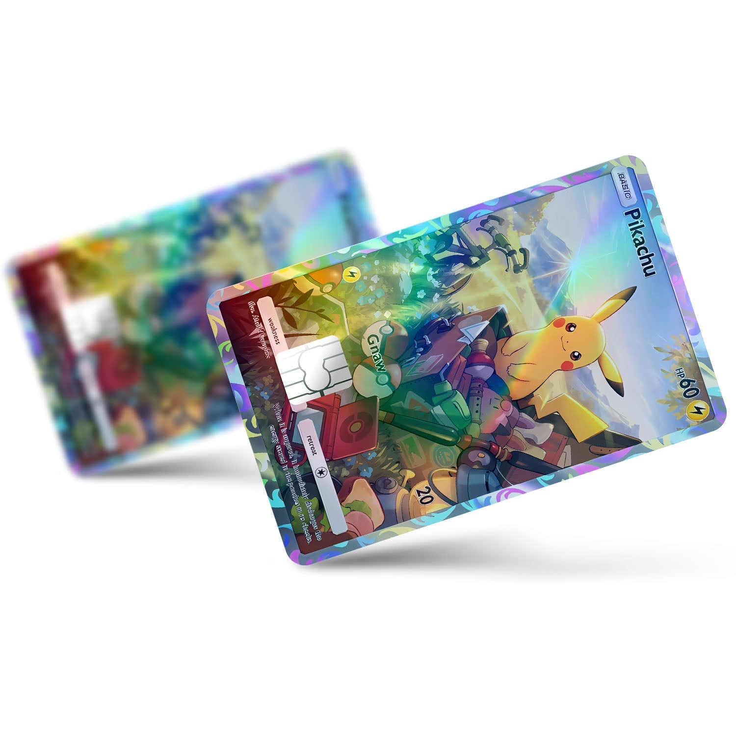 Flex Designs Holographic Credit Card Pokemon Pikachu Pocket Card Full Skins - Anime Pokemon Holographic Credit Card & Debit Card Skin