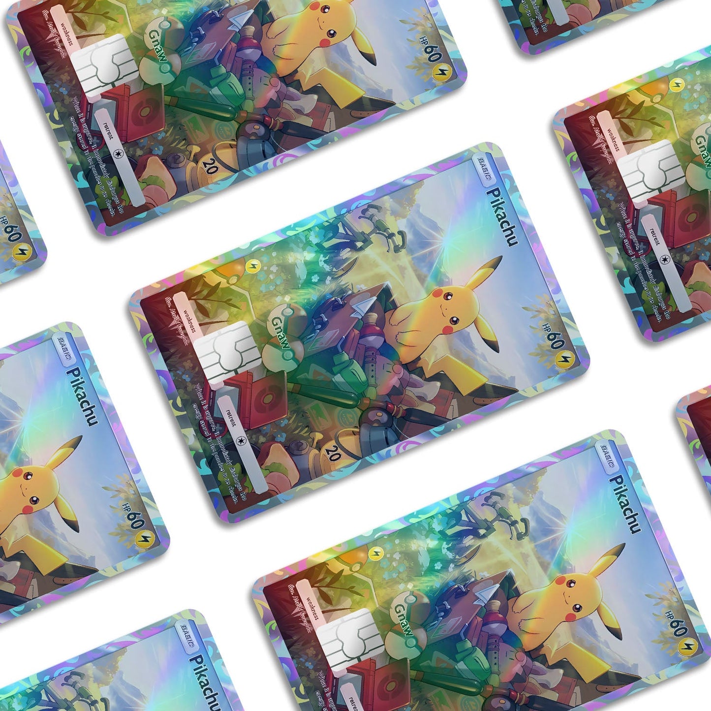 Flex Designs Holographic Credit Card Pokemon Pikachu Pocket Card Window Skins - Anime Pokemon Holographic Credit Card & Debit Card Skin