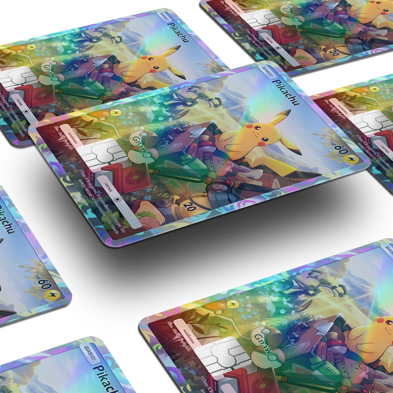Flex Designs Holographic Credit Card Pokemon Pikachu Pocket Card Window Skins - Anime Pokemon Holographic Credit Card & Debit Card Skin