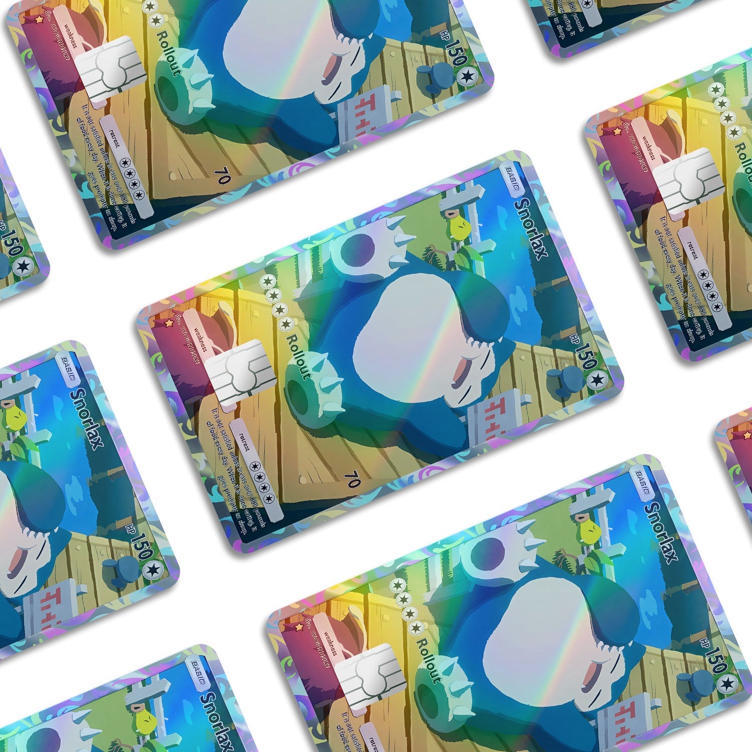 Flex Designs Holographic Credit Card Pokemon Snorlax Pocket Card Window Skins - Anime Pokemon Holographic Credit Card & Debit Card Skin