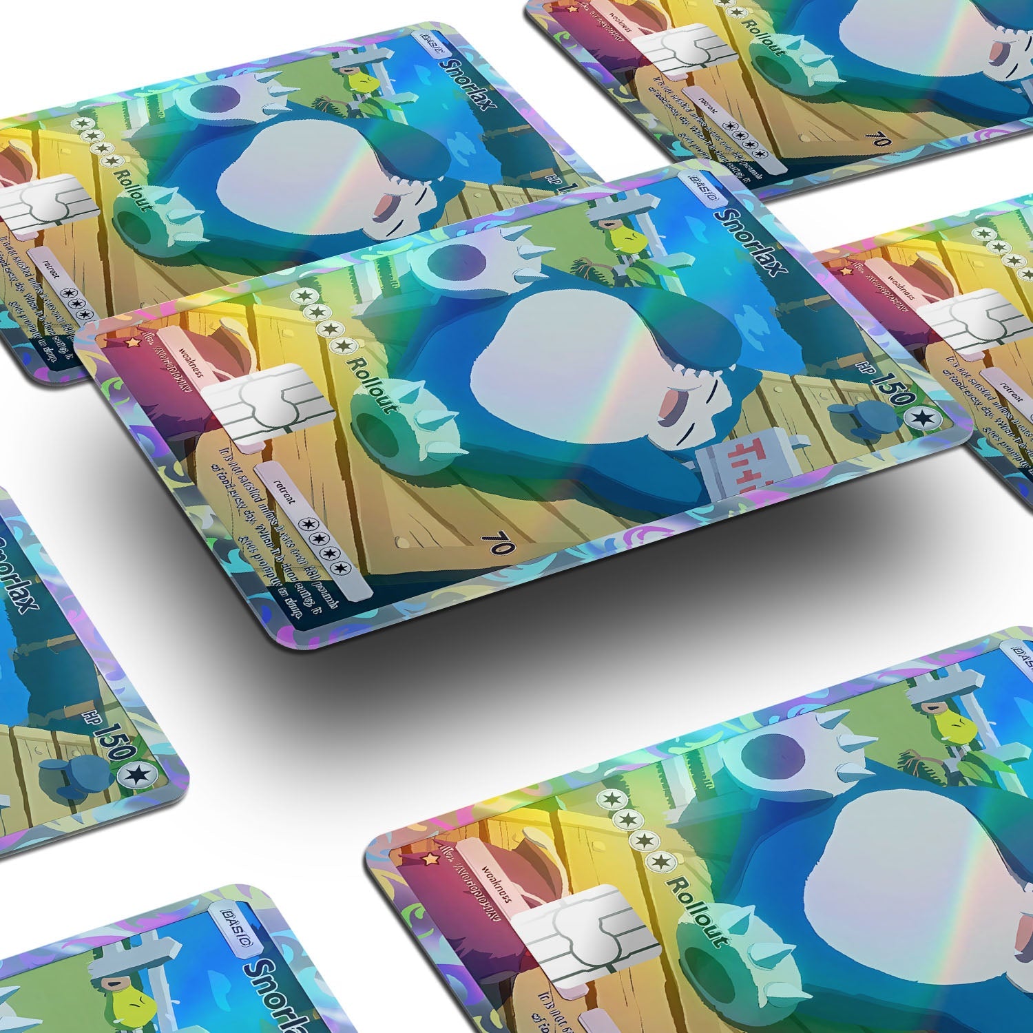 Flex Designs Holographic Credit Card Pokemon Snorlax Pocket Card Window Skins - Anime Pokemon Holographic Credit Card & Debit Card Skin