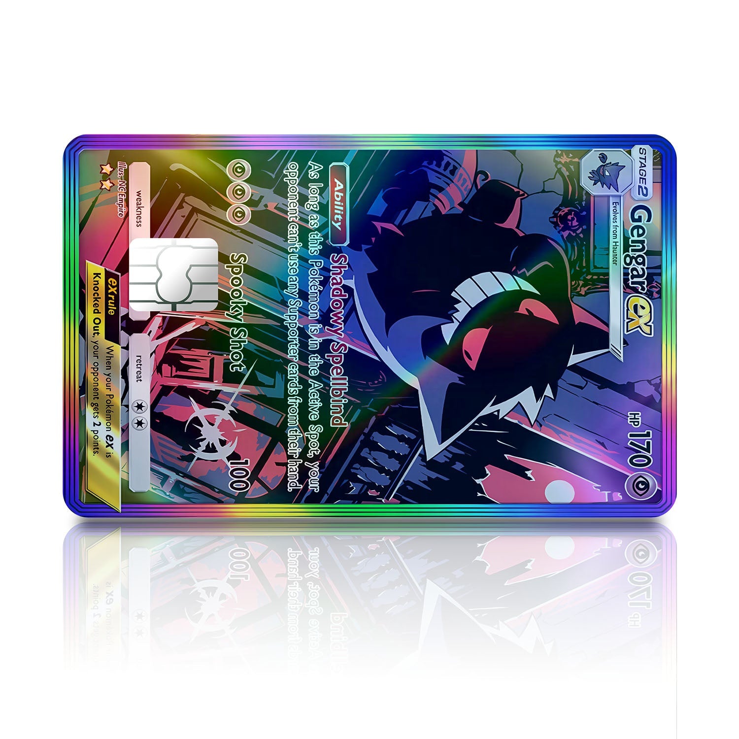 Flex Designs Holographic Credit Card Pokemon Gengar Pocket Card Full Skins - Anime Pokemon Holographic Credit Card & Debit Card Skin