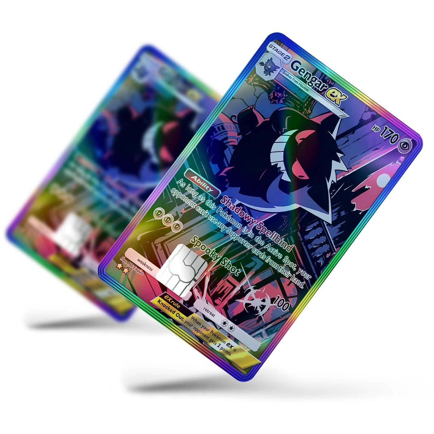 Flex Designs Holographic Credit Card Pokemon Gengar Pocket Card Full Skins - Anime Pokemon Holographic Credit Card & Debit Card Skin