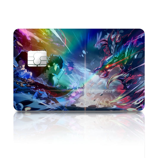 Flex Designs Holographic Credit Card Solo Leveling Sung Jinwoo vs Beru Full Skins - Anime Solo Leveling Holographic Credit Card & Debit Card Skin