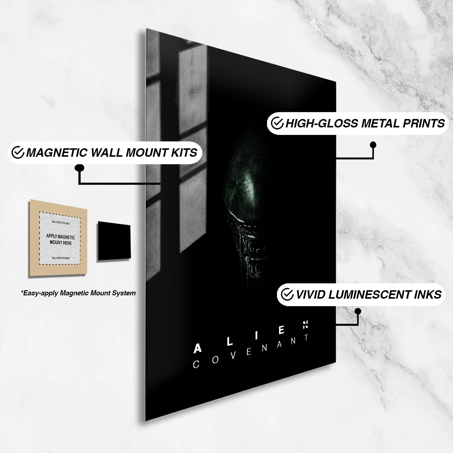 Flex Designs Metal Poster Alien Covenant 16 x 24" Home Goods - Movie 2017 Movie Metal Poster