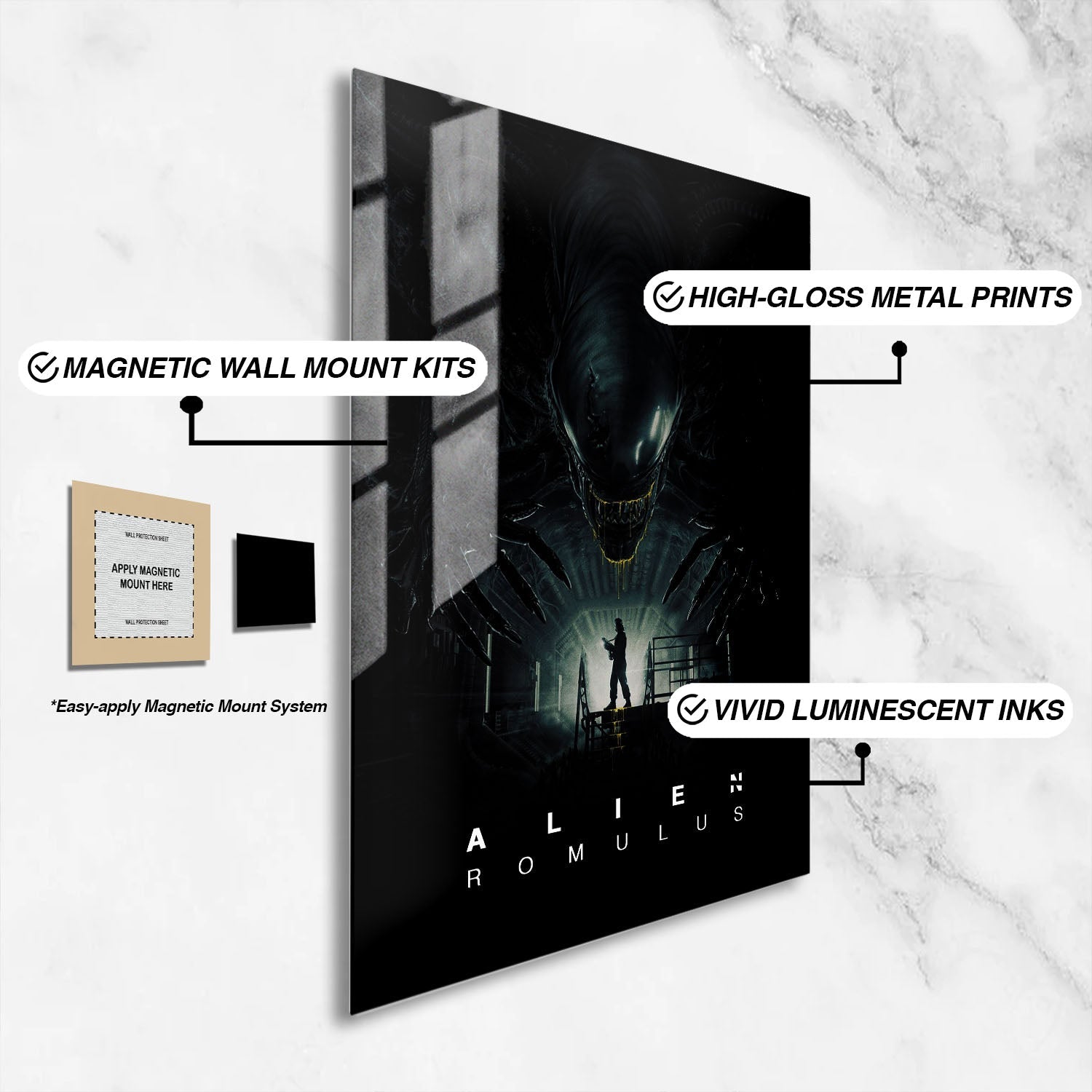Flex Designs Metal Poster Alien Romulus 16 x 24" Home Goods - Movie 2024 Movie Metal Poster