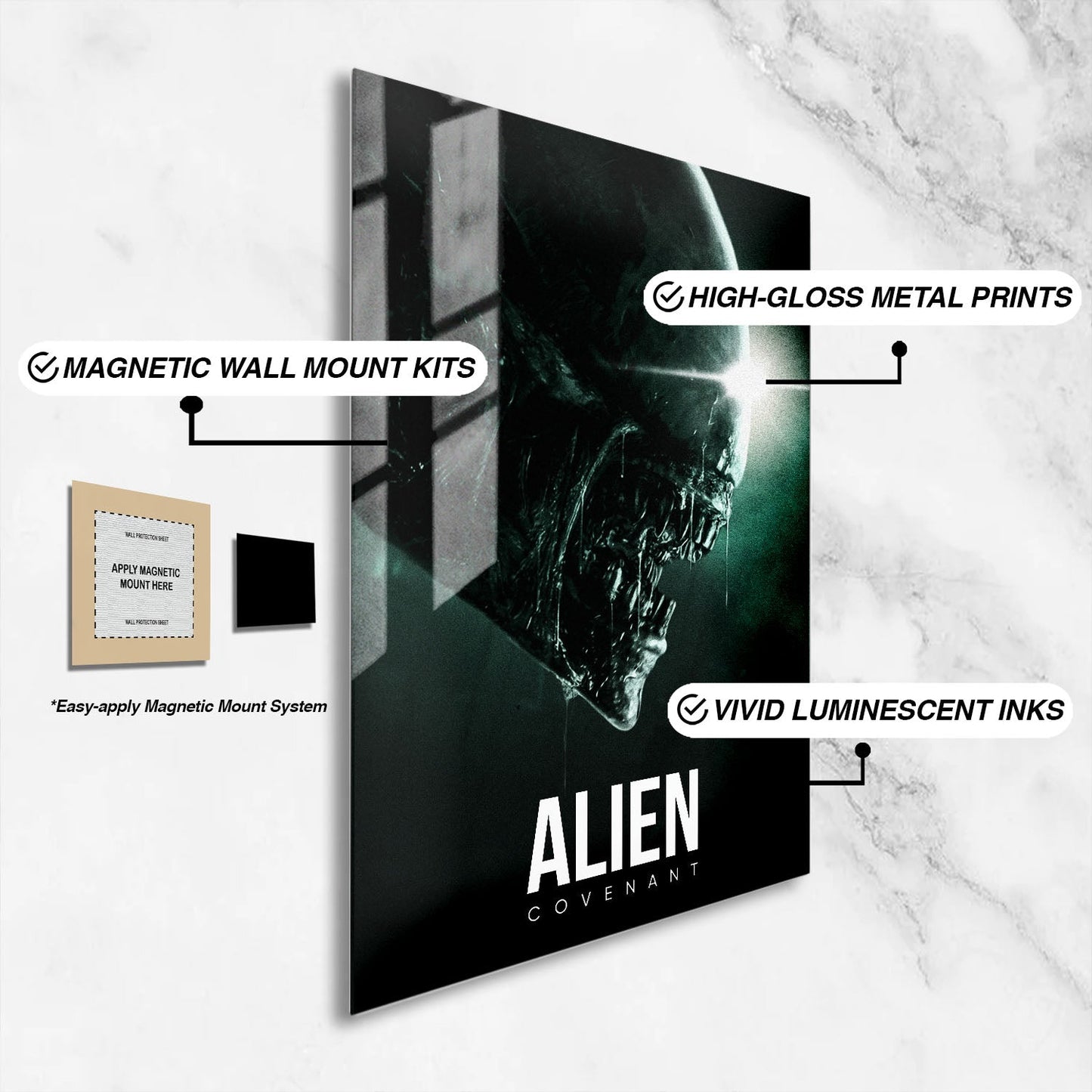Flex Designs Metal Poster Alien Covenant Classic 16 x 24" Home Goods - Movie 2017 Movie Metal Poster