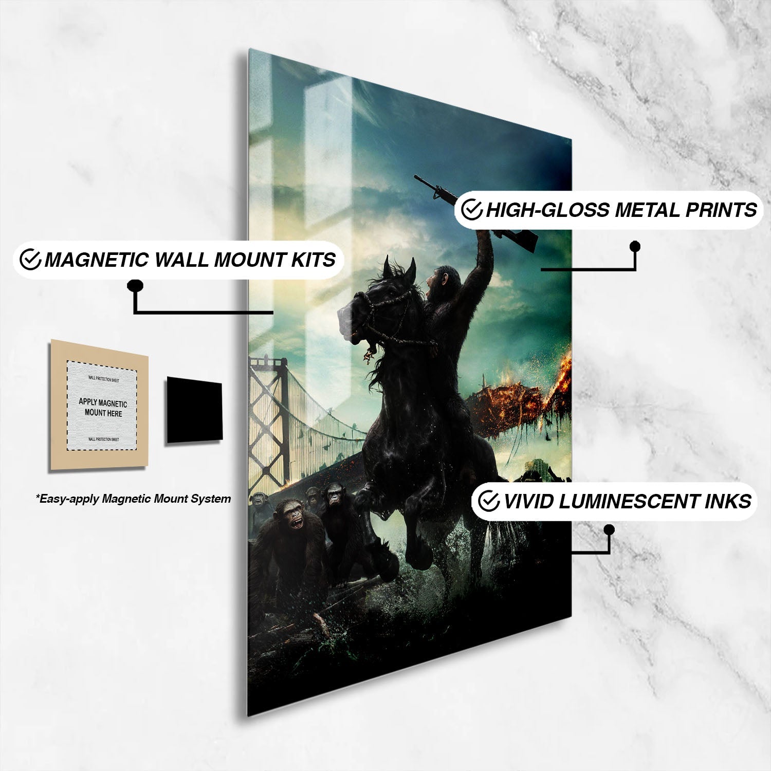 Flex Designs Metal Poster Dawn of the Planet of the Apes Key Art 16 x 24" Home Goods - Movie 2014 Movie Metal Poster