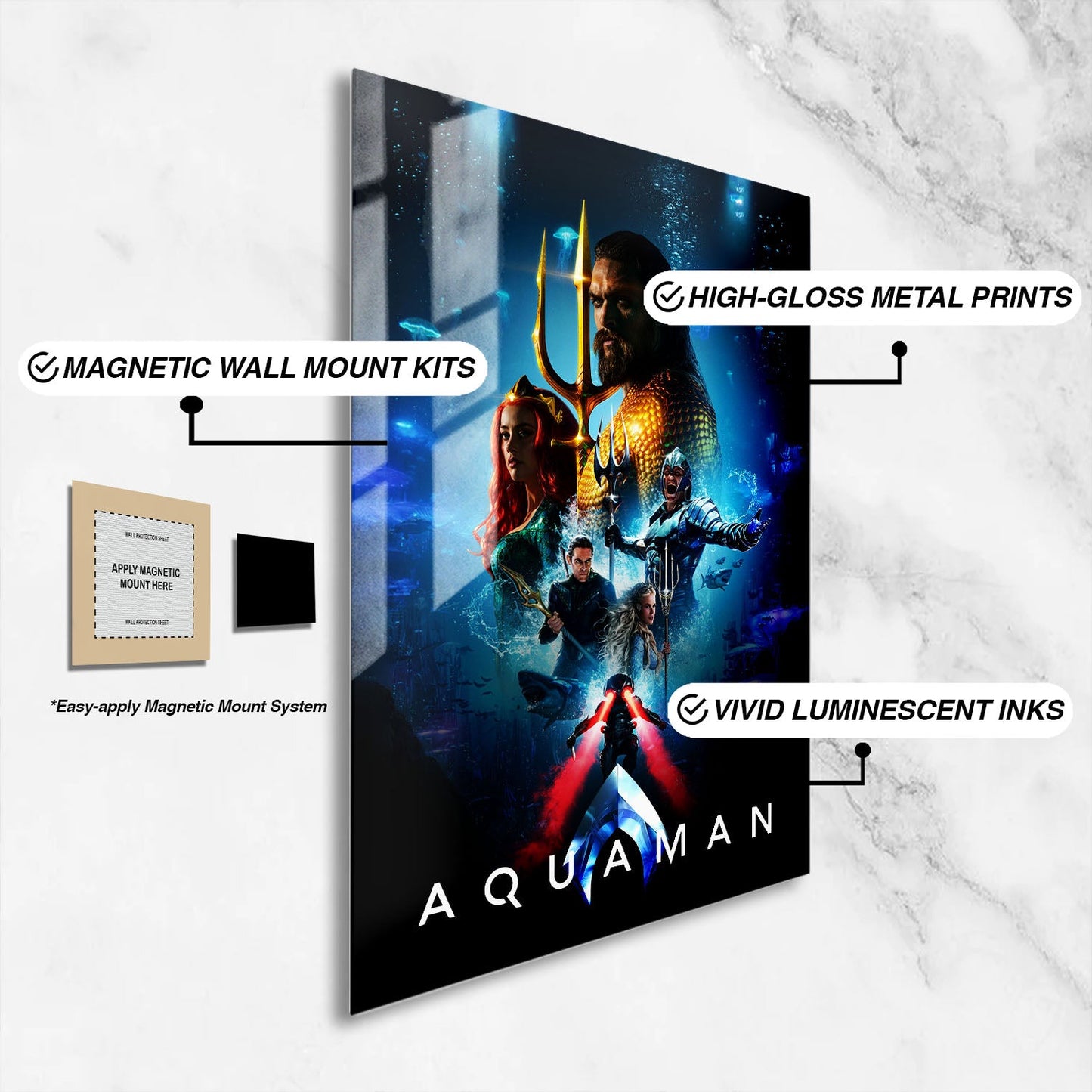 Flex Designs Metal Poster Aquaman 16 x 24" Home Goods - Movie 2018 Movie Metal Poster