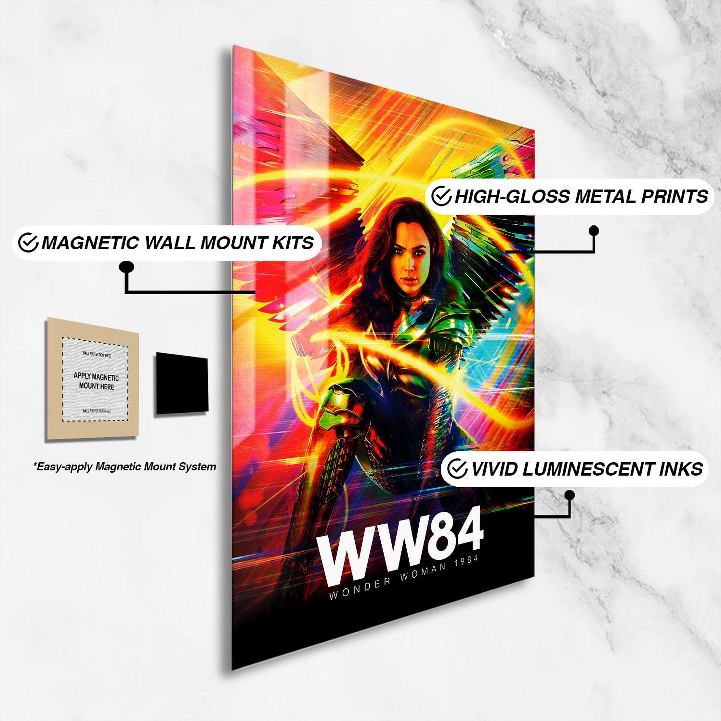 Flex Designs Metal Poster Wonder Woman 1984 16 x 24" Home Goods - Movie 2020 Movie Metal Poster