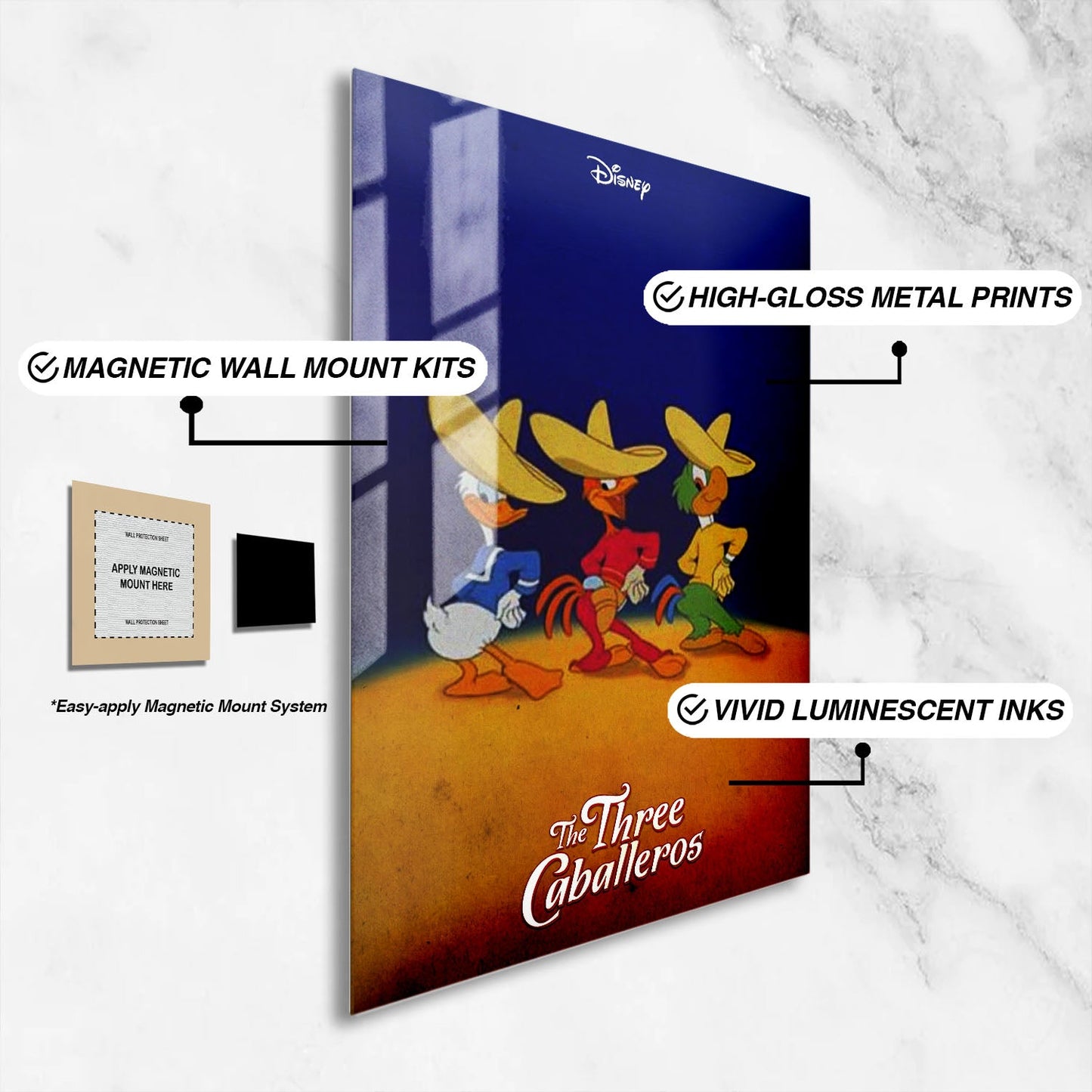 Flex Designs Metal Poster The Three Caballeros 16 x 24" Home Goods - Movie 1944 Movie Metal Poster