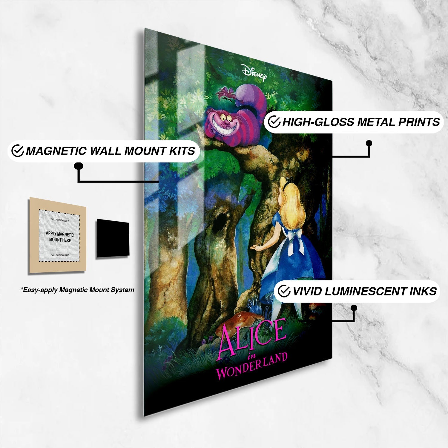 Flex Designs Metal Poster Alice in Wonderland 16 x 24" Home Goods - Movie 1951 Movie Metal Poster
