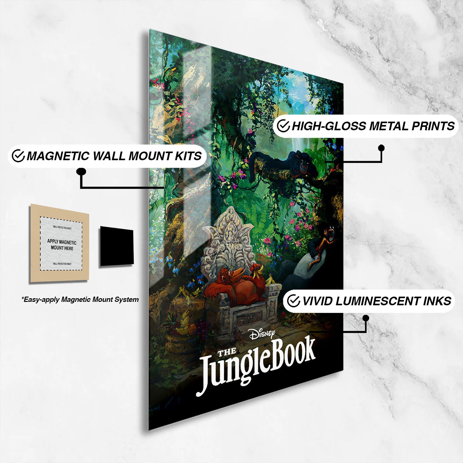 Flex Designs Metal Poster The Jungle Book Classic 16 x 24" Home Goods - Movie 1967 Movie Metal Poster