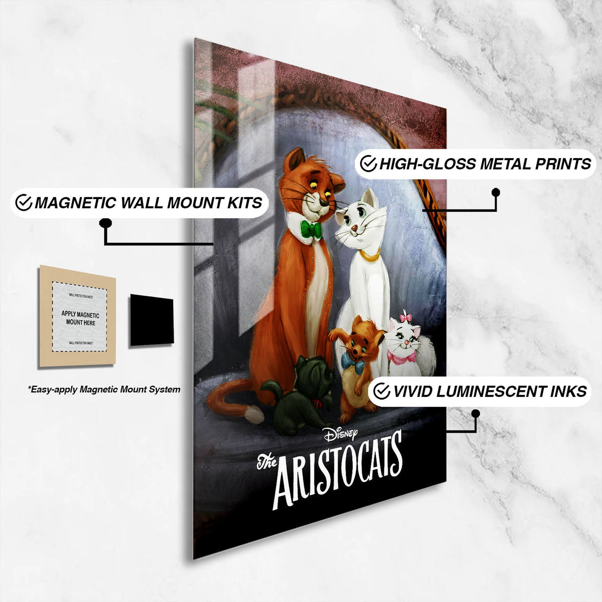 Flex Designs Metal Poster The Aristocats Classic 16 x 24" Home Goods - Movie 1970 Movie Metal Poster