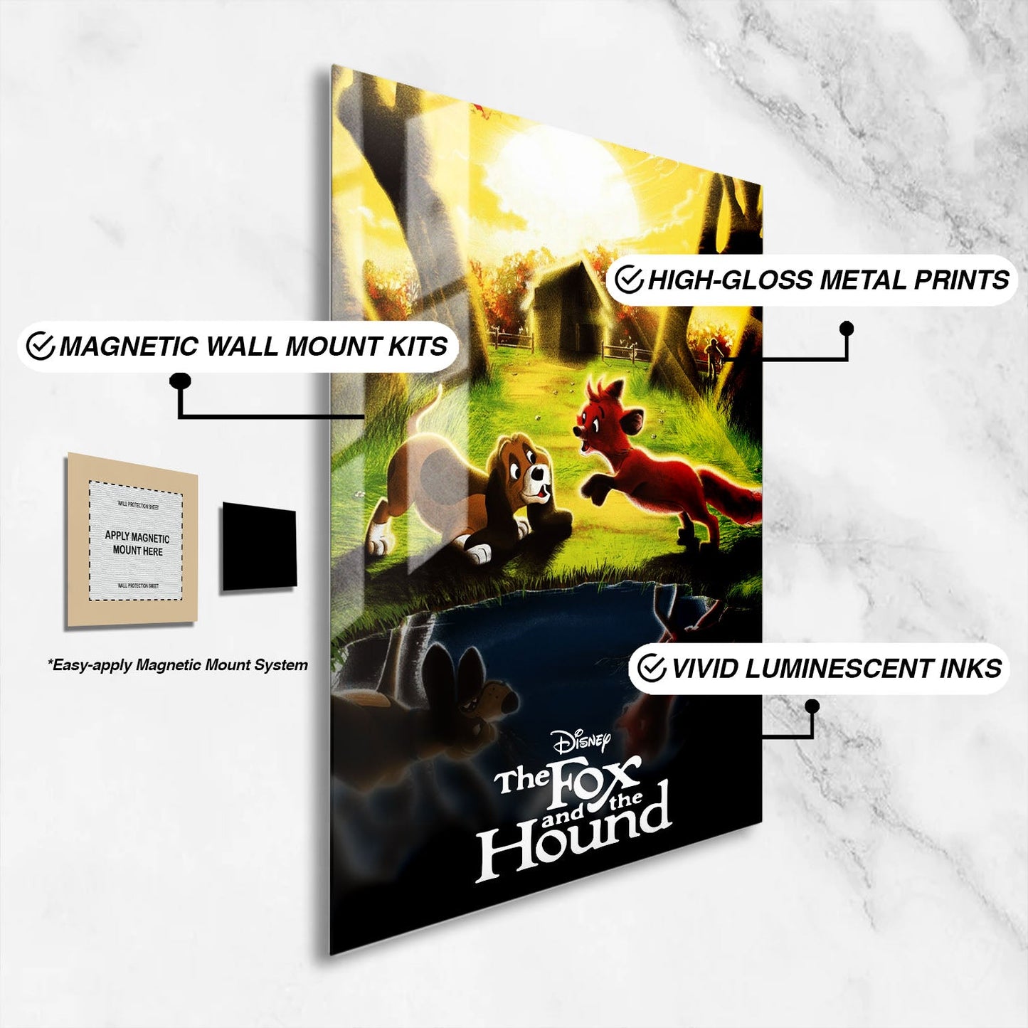 Flex Designs Metal Poster The Fox and the Hound Classic 16 x 24" Home Goods - Movie 1981 Movie Metal Poster