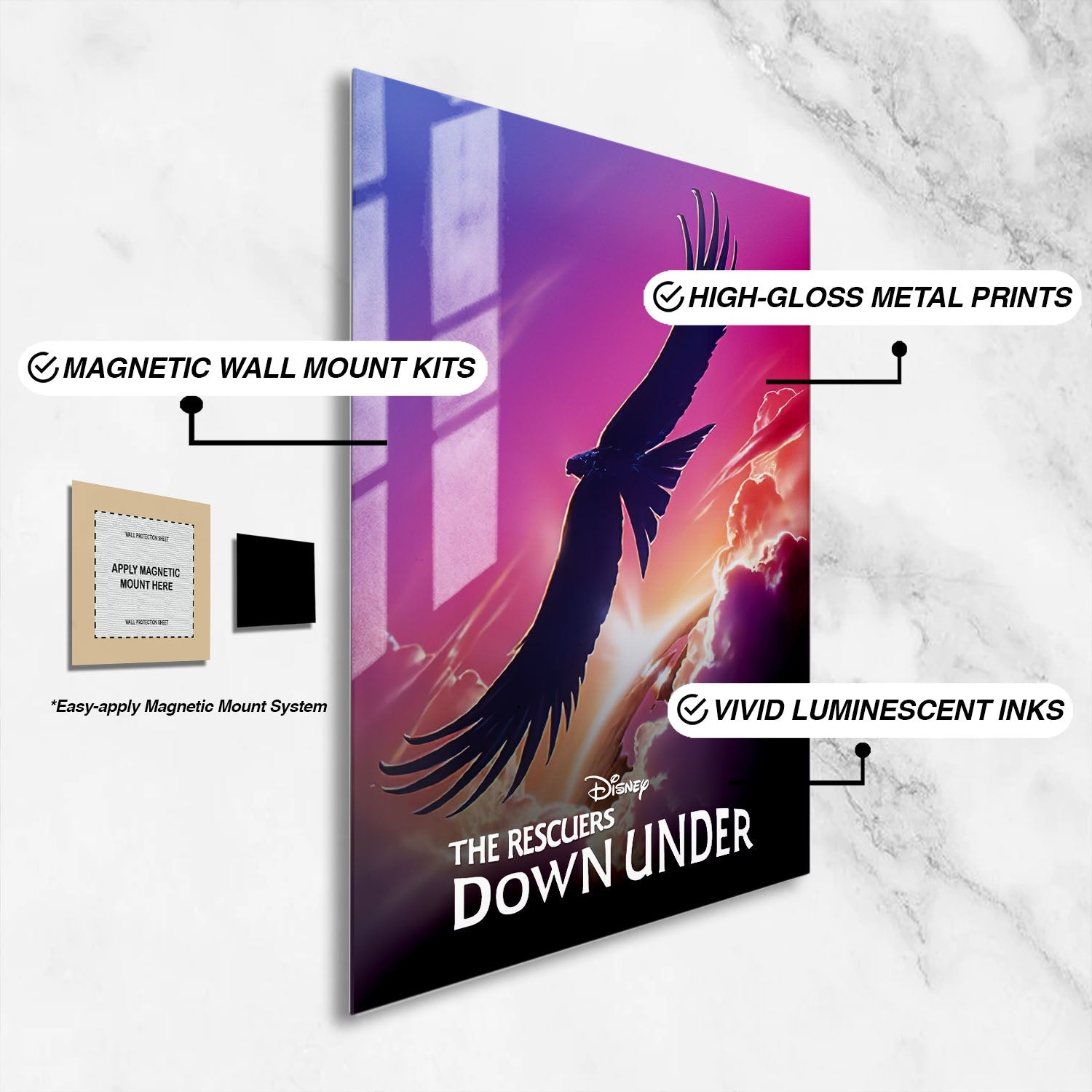Flex Designs Metal Poster The Rescuers Down Under Classic 16 x 24" Home Goods - Movie 1990 Movie Metal Poster