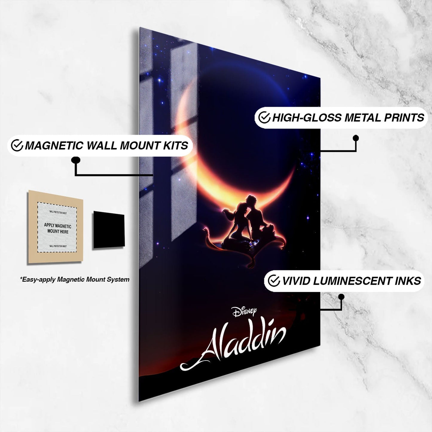 Flex Designs Metal Poster Aladdin Classic 16 x 24" Home Goods - Movie 1992 Movie Metal Poster