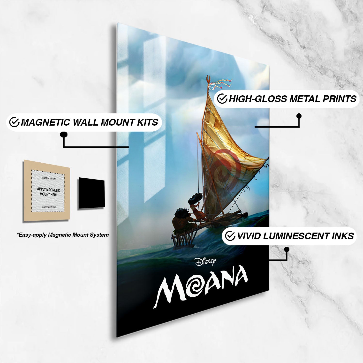 Flex Designs Metal Poster Moana Classic 16 x 24" Home Goods - Movie 2016 Movie Metal Poster