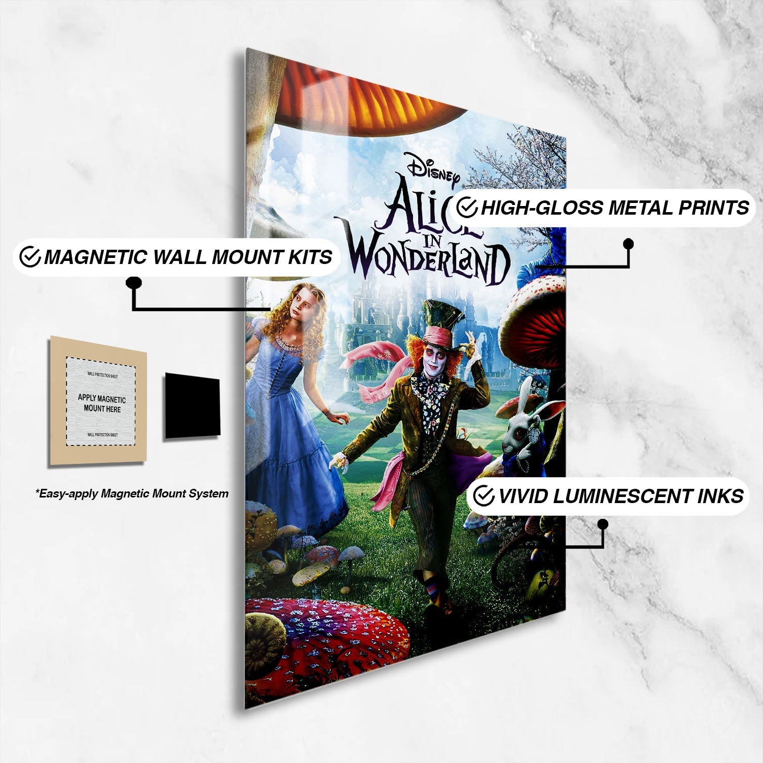 Flex Designs Metal Poster Alice in Wonderland Live Action 16 x 24" Home Goods - Movie 2010 Movie Metal Poster