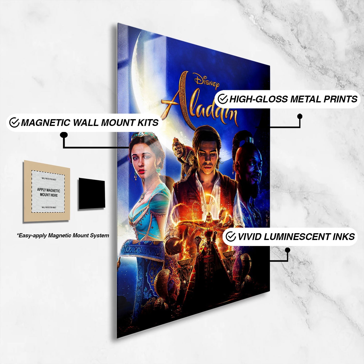 Flex Designs Metal Poster Aladdin Live Action 16 x 24" Home Goods - Movie 2019 Movie Metal Poster