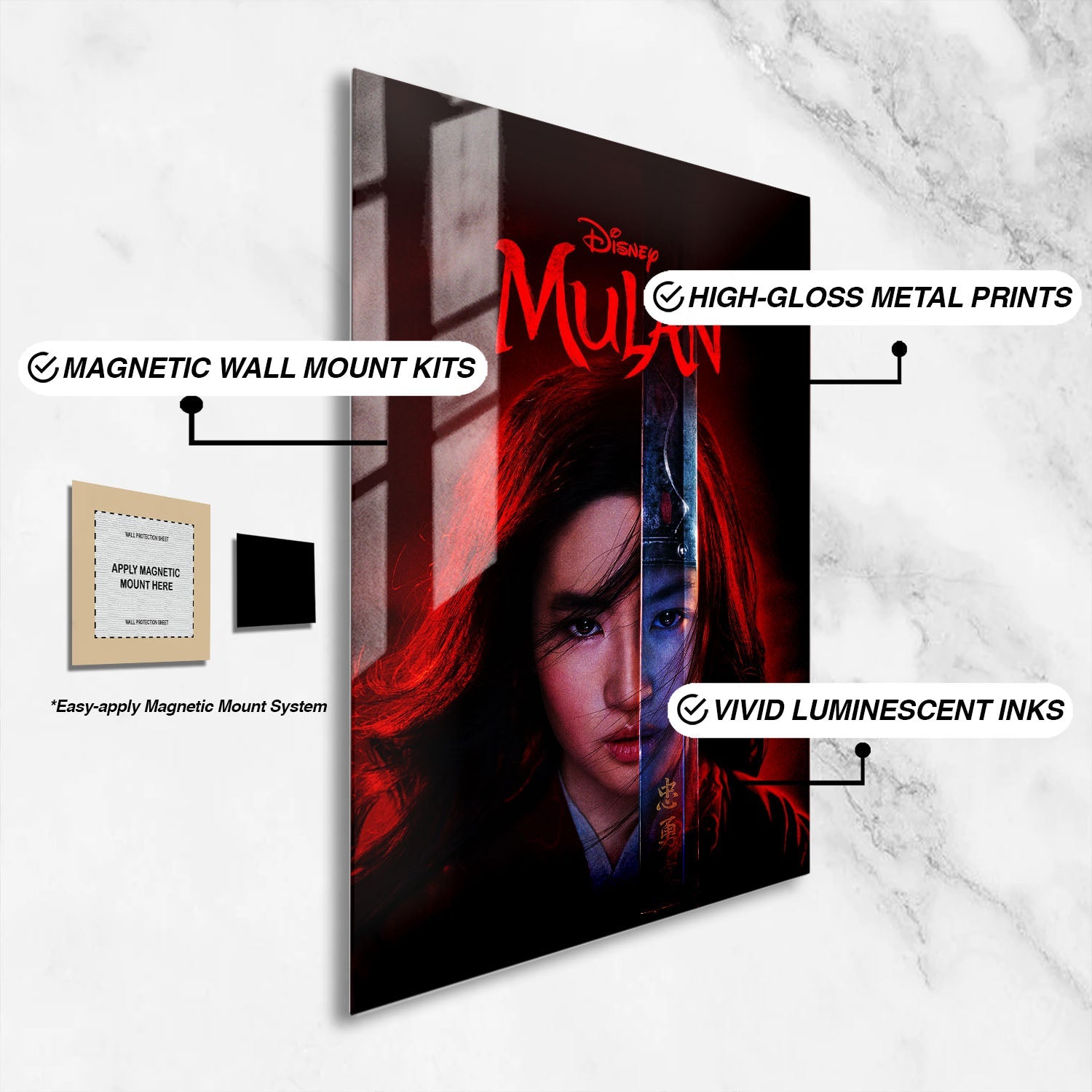 Flex Designs Metal Poster Mulan Live Action 16 x 24" Home Goods - Movie 2020 Movie Metal Poster
