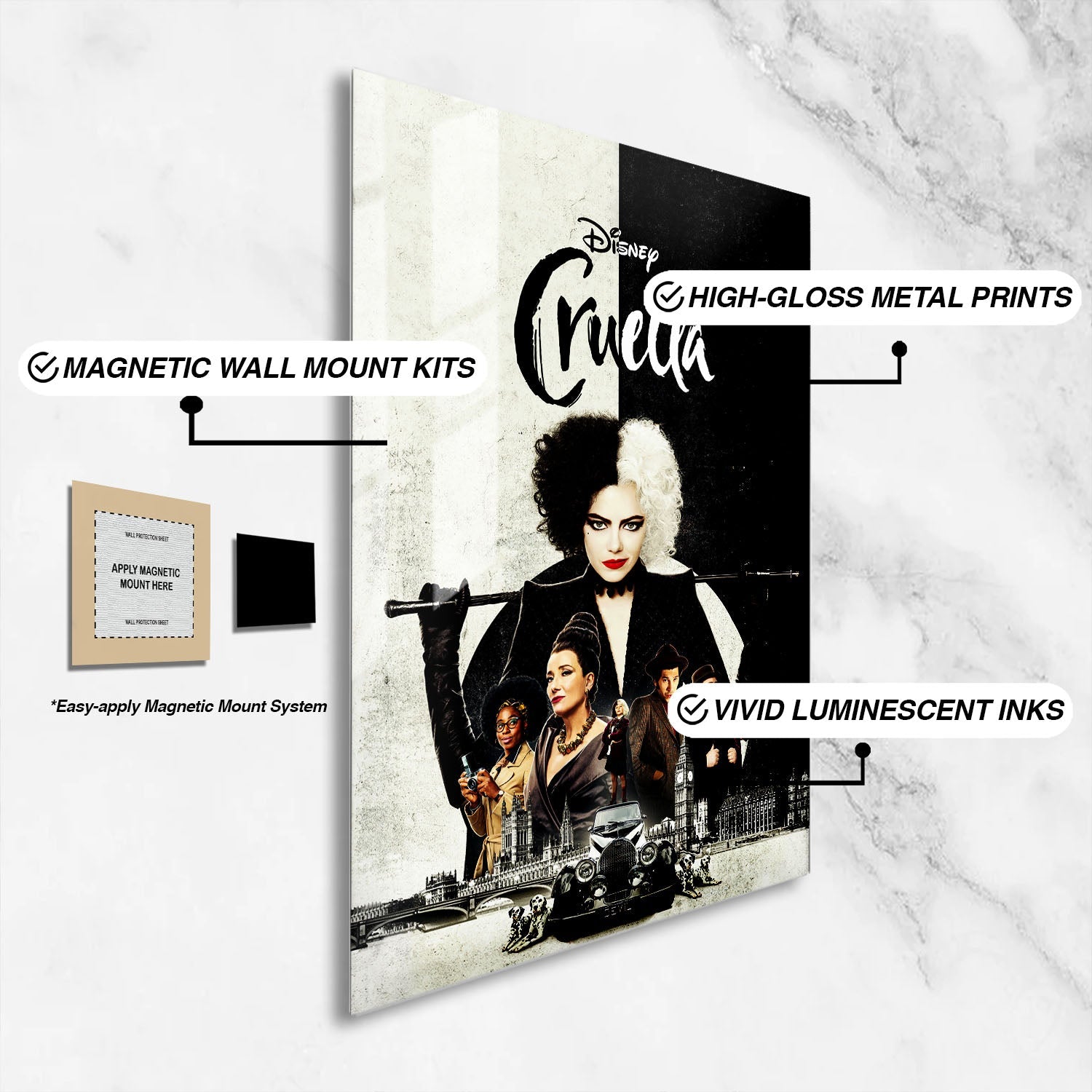 Flex Designs Metal Poster Cruella Live Action 16 x 24" Home Goods - Movie 2021 Movie Metal Poster