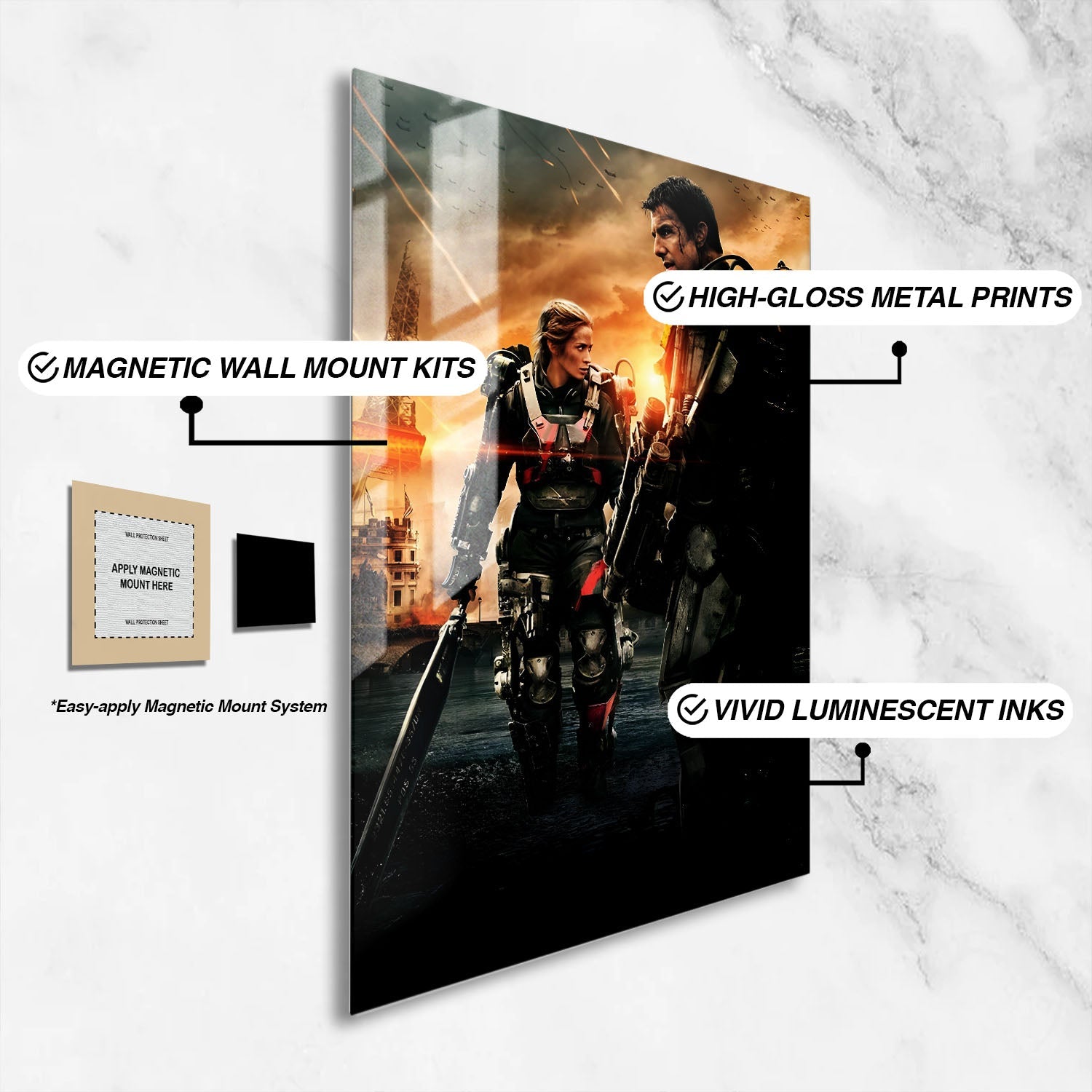Flex Designs Metal Poster Edge of Tomorrow Key Art 16 x 24" Home Goods - Movie 2014 Movie Metal Poster