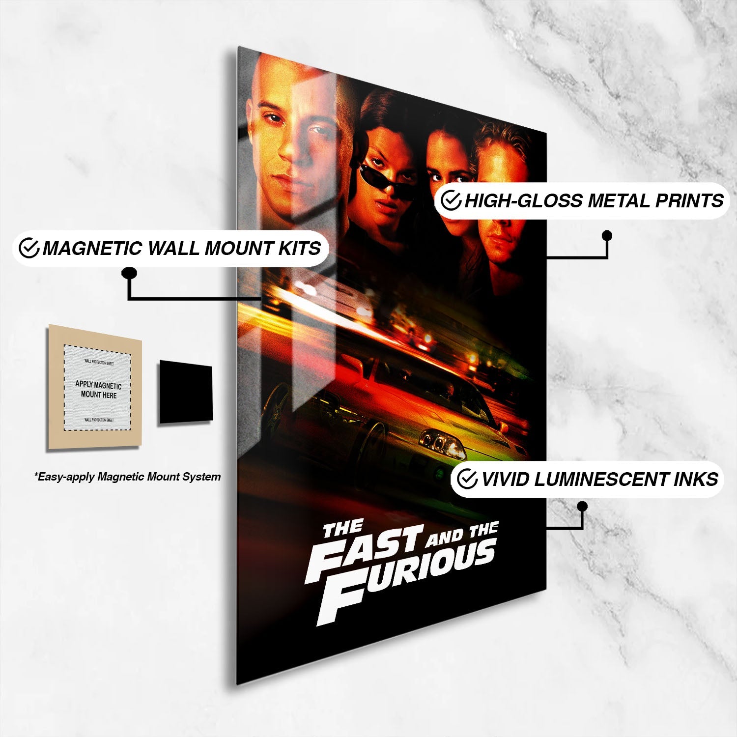 Flex Designs Metal Poster The Fast and the Furious Classic 16 x 24" Home Goods - Movie 2001 Movie Metal Poster
