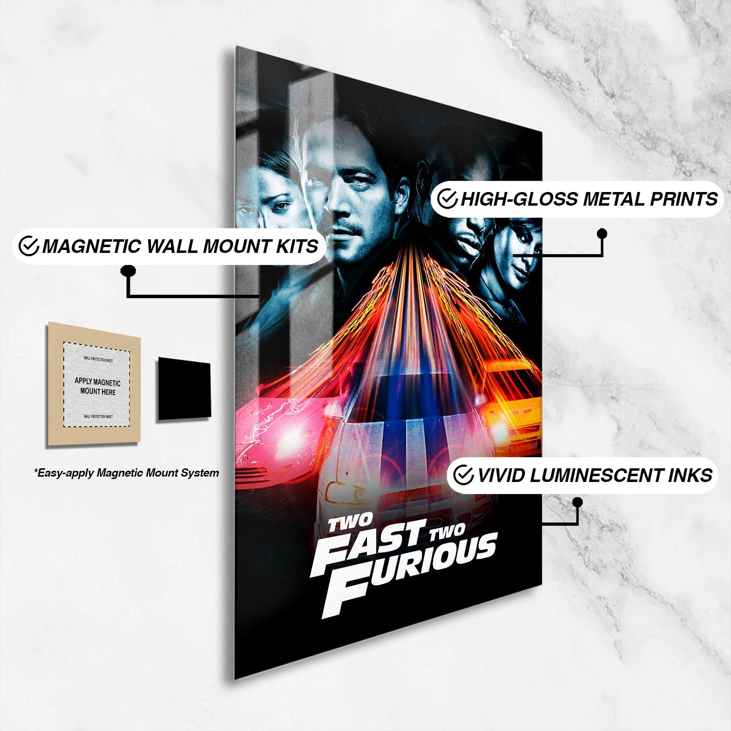 Flex Designs Metal Poster 2 Fast 2 Furious Classic 16 x 24" Home Goods - Movie 2003 Movie Metal Poster