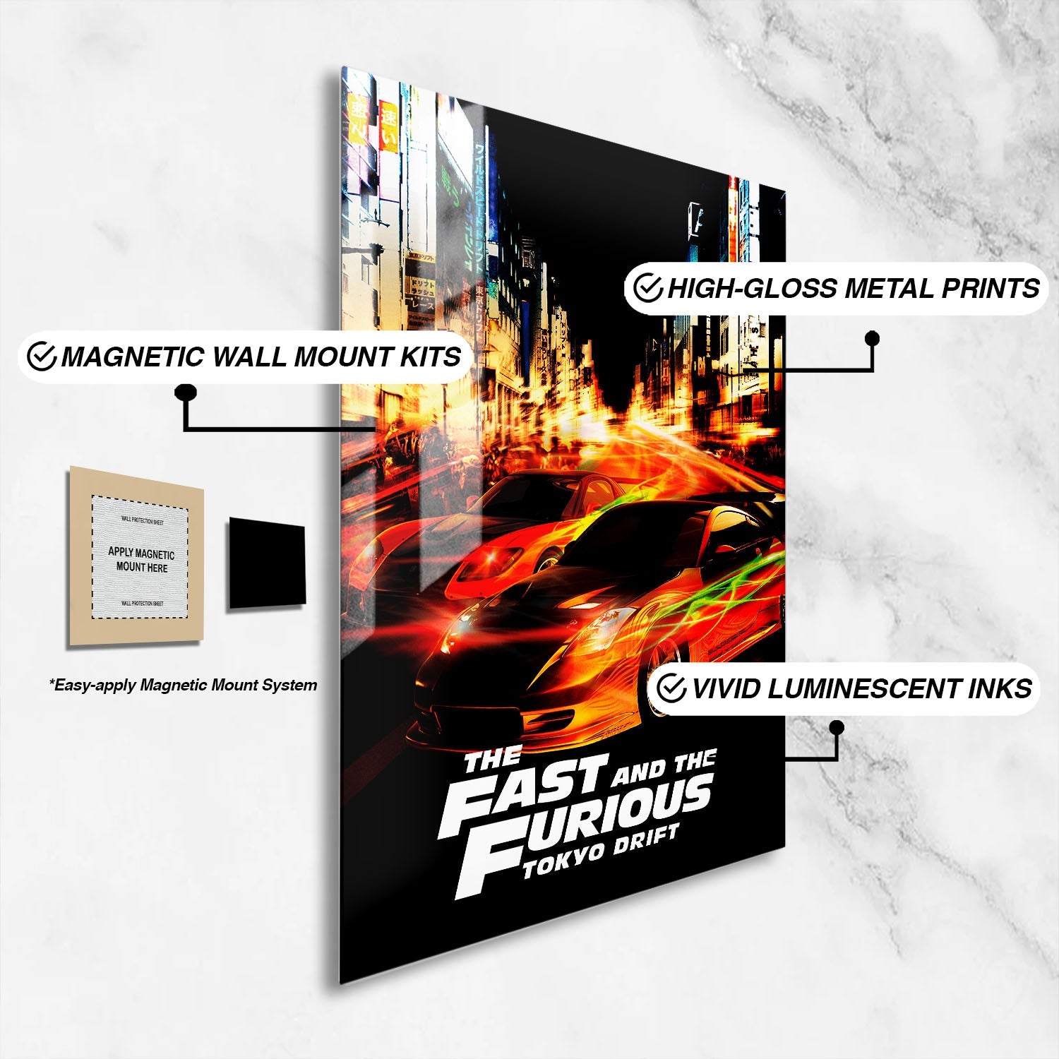 Flex Designs Metal Poster The Fast and the Furious Tokyo Drift Classic 16 x 24" Home Goods - Movie 2006 Movie Metal Poster