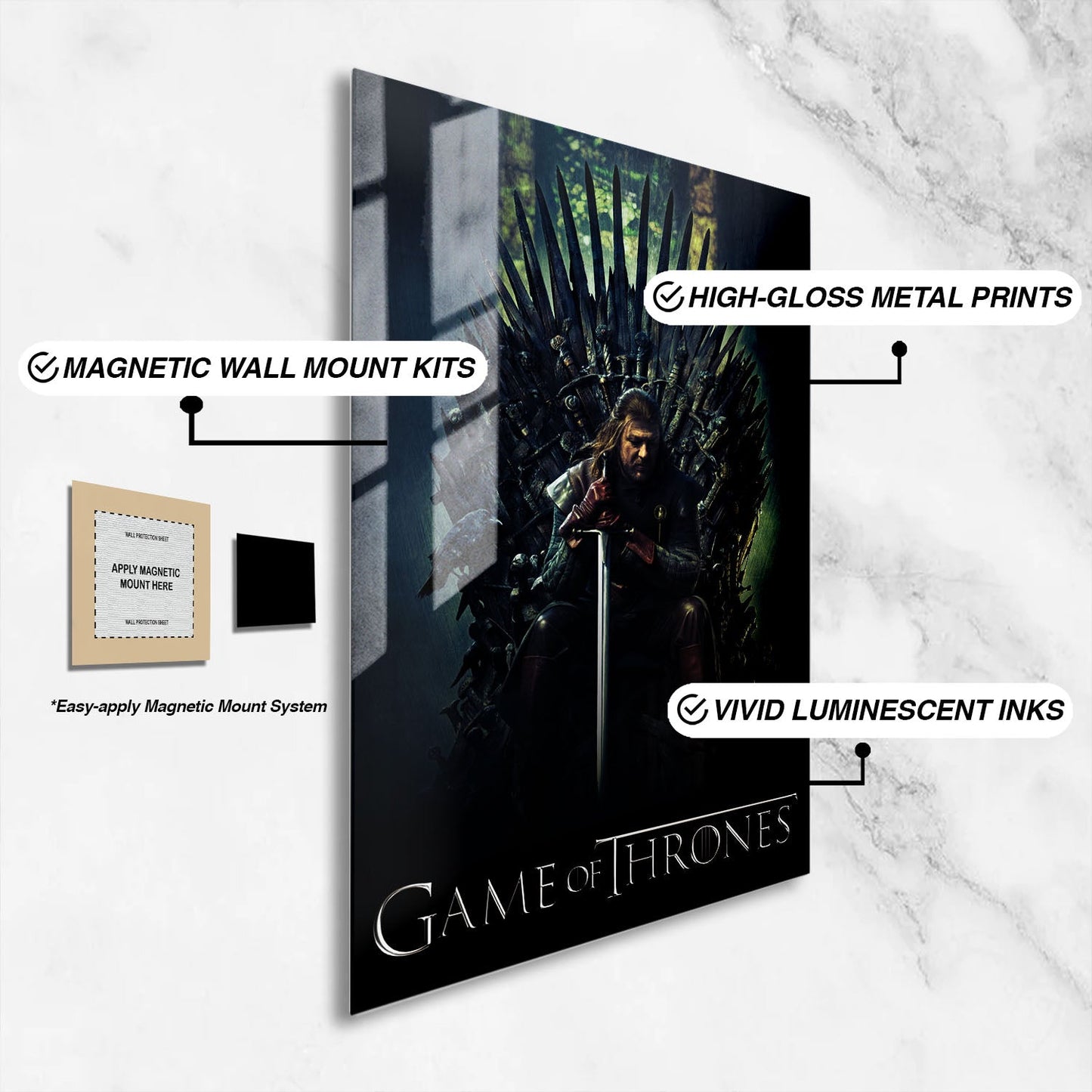 Flex Designs Metal Poster Game of Thrones Classic 16 x 24" Home Goods - TV Show 2011 TV Show Metal Poster
