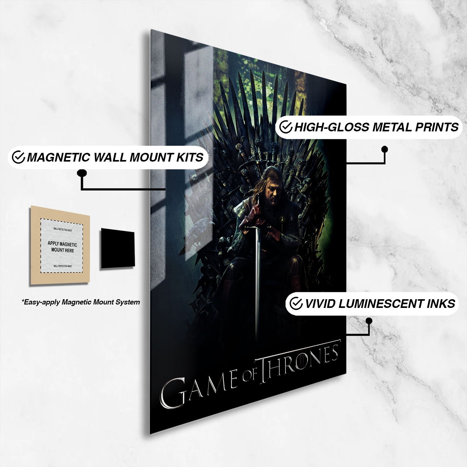Flex Designs Metal Poster Game of Thrones Classic 16 x 24" Home Goods - TV Show 2011 TV Show Metal Poster
