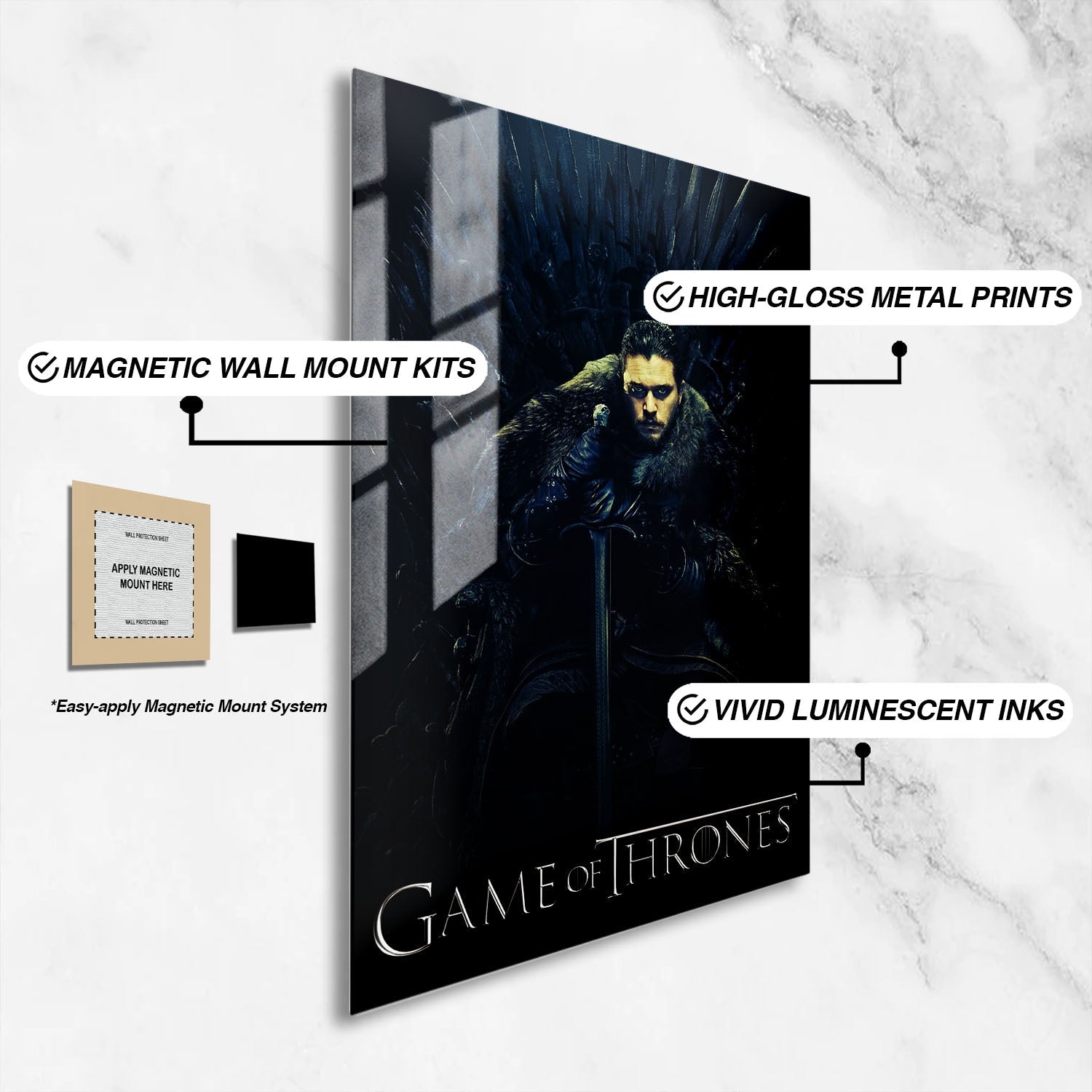 Flex Designs Metal Poster Game of Thrones Jon Snow Classic 16 x 24" Home Goods - TV Show 2011 TV Show Metal Poster