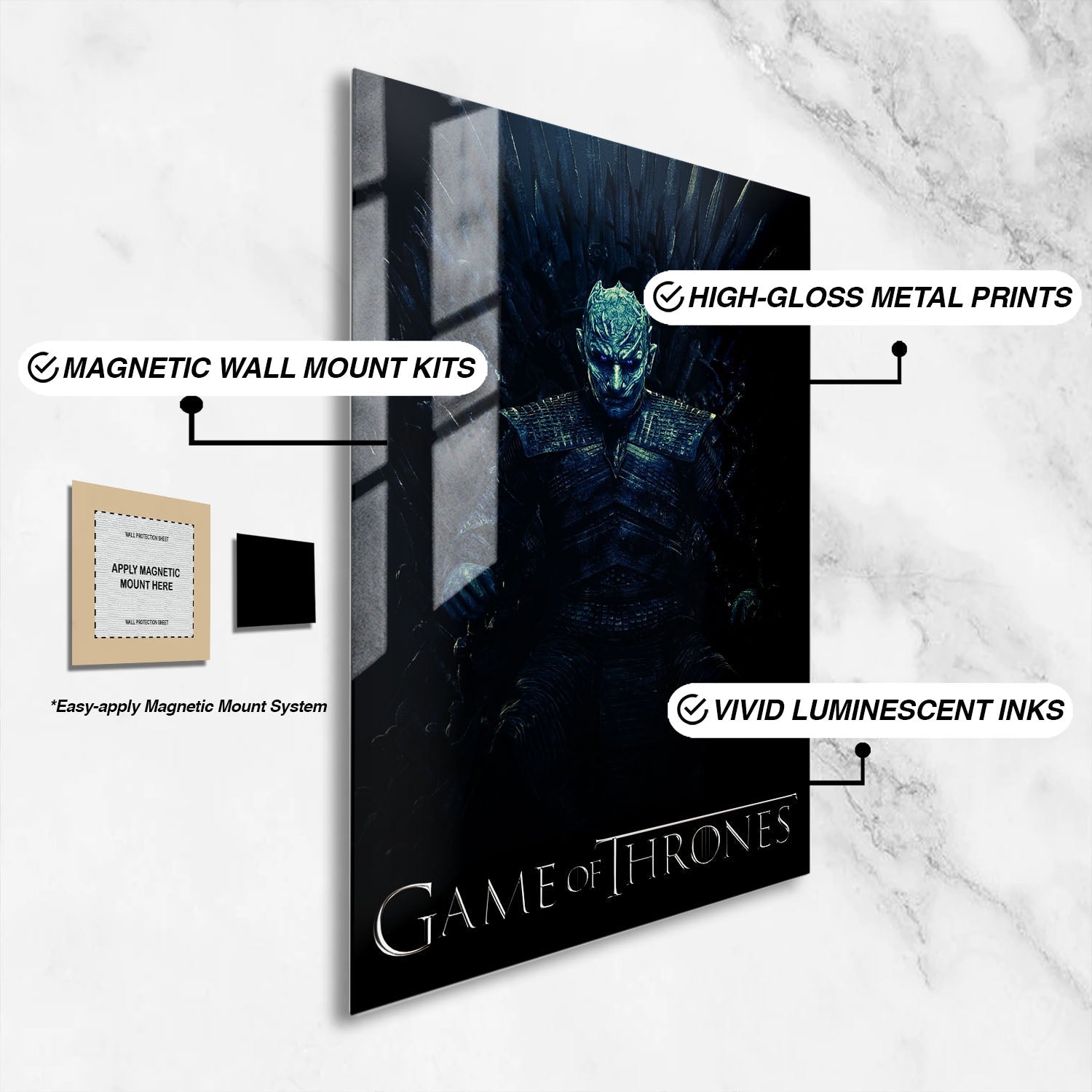 Flex Designs Metal Poster Game of Thrones Night King Classic 16 x 24" Home Goods - TV Show 2011 TV Show Metal Poster