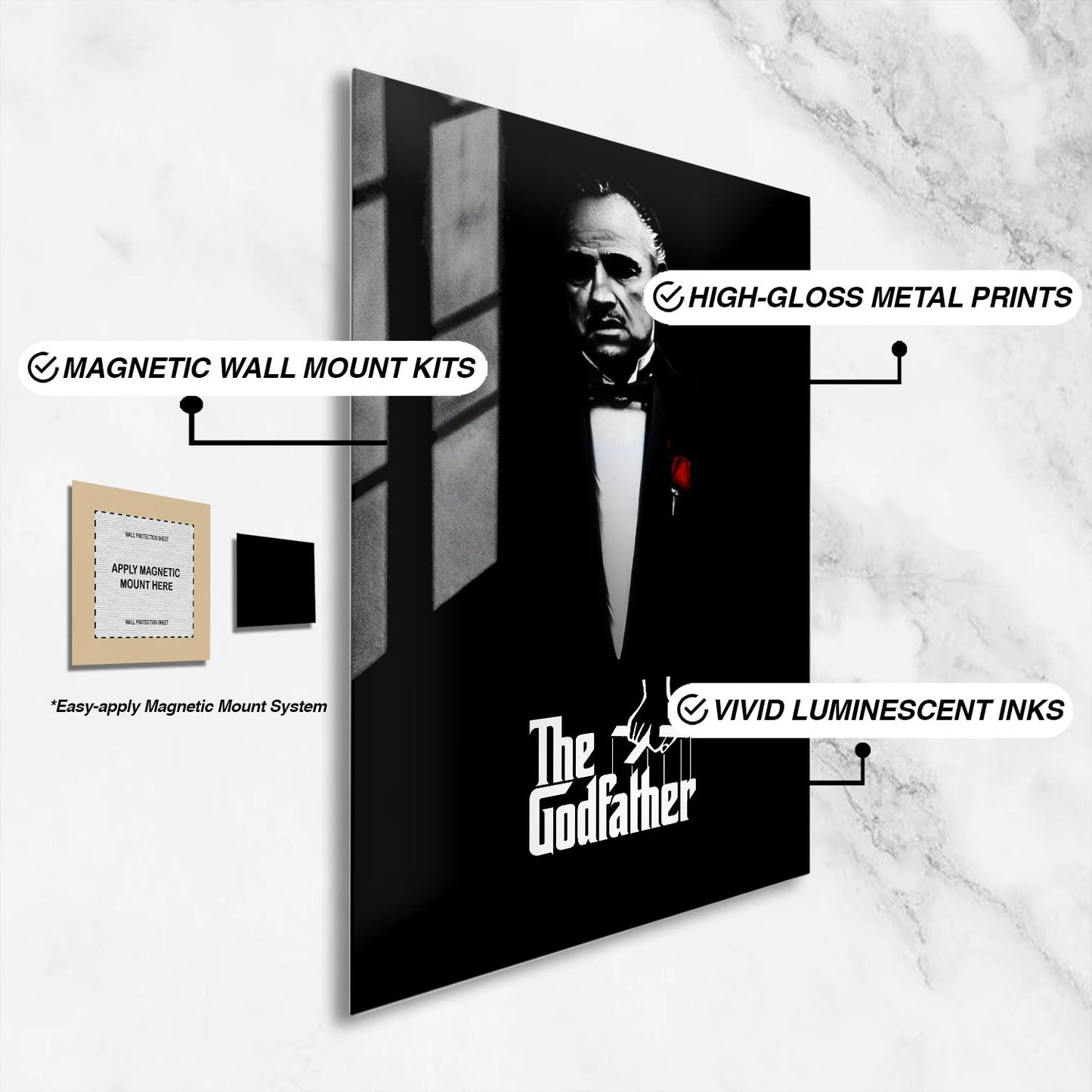 Flex Designs Metal Poster The Godfather 16 x 24" Home Goods - Movie 1972 Movie Metal Poster