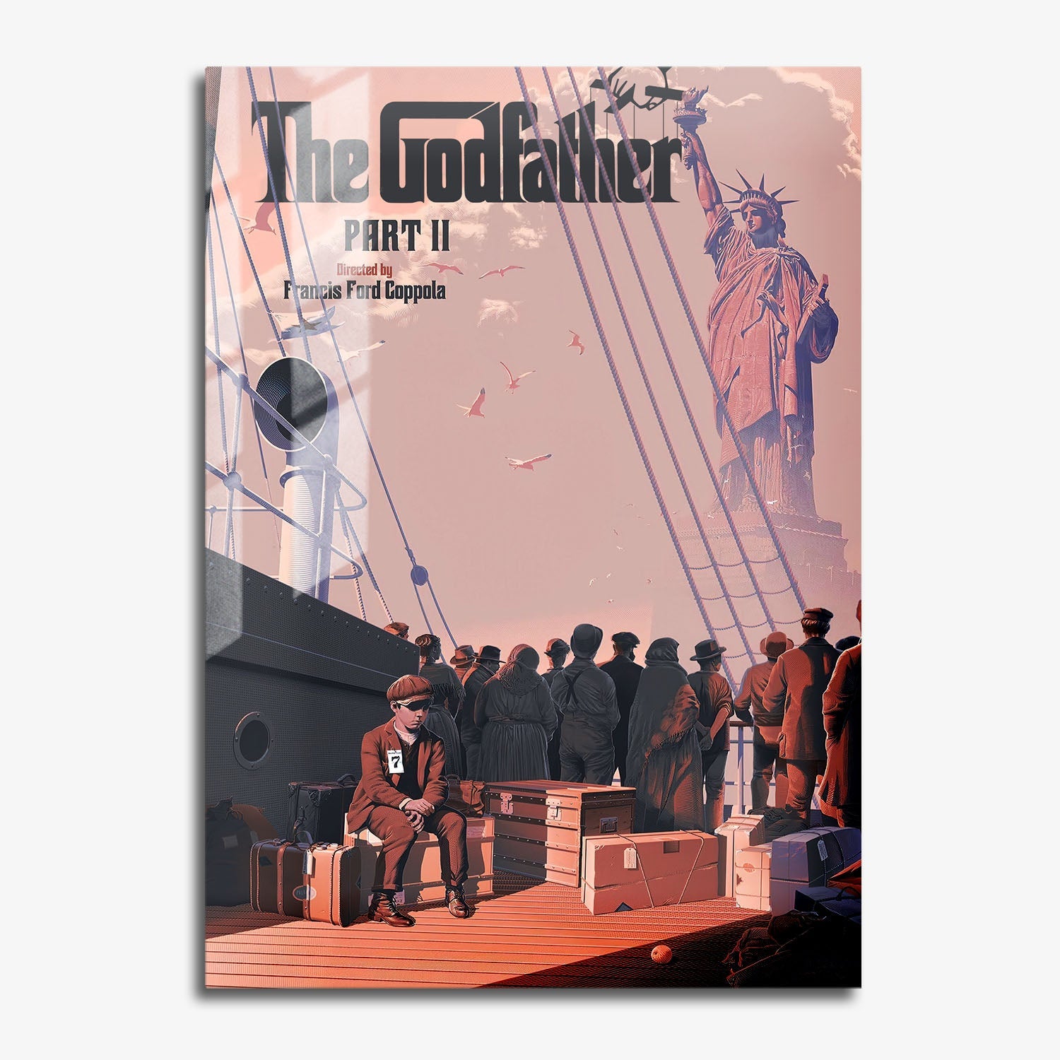 Flex Designs Metal Poster The Godfather Part II Minimalist 11 x 17" Home Goods - Movie 1974 Movie Metal Poster